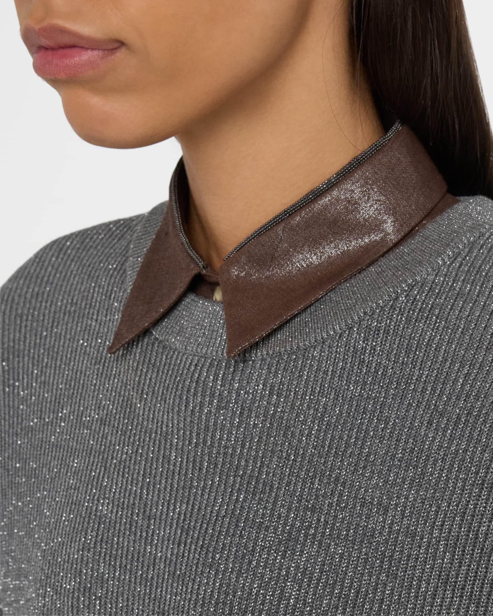 Lurex Cotton Metallic English Rib Knit Sweater Product Image