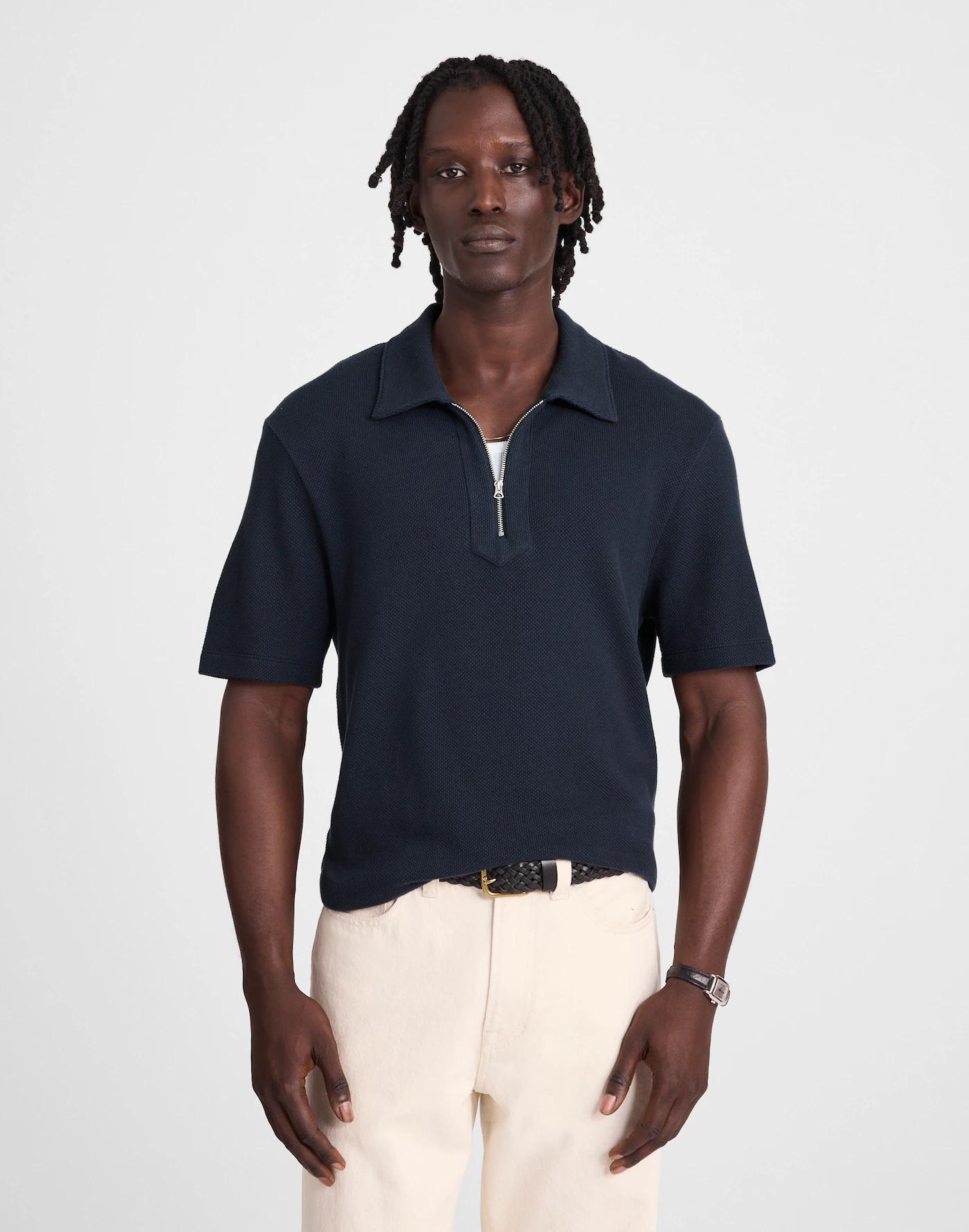 Quarter-Zip Pique Polo Shirt Product Image