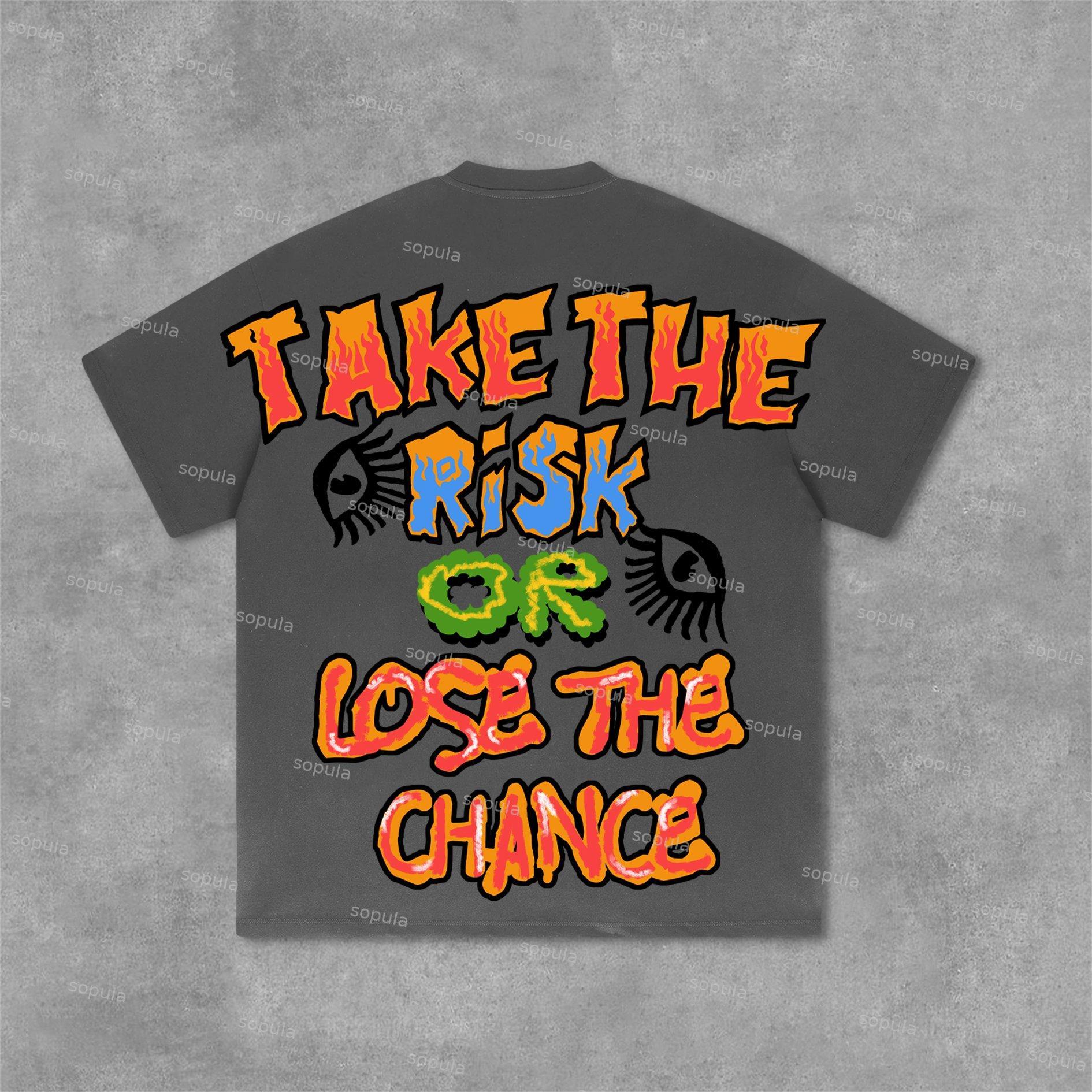 Sopula Take The Risk Or Lose The Chance Graphic Print Cotton T-Shirt Product Image