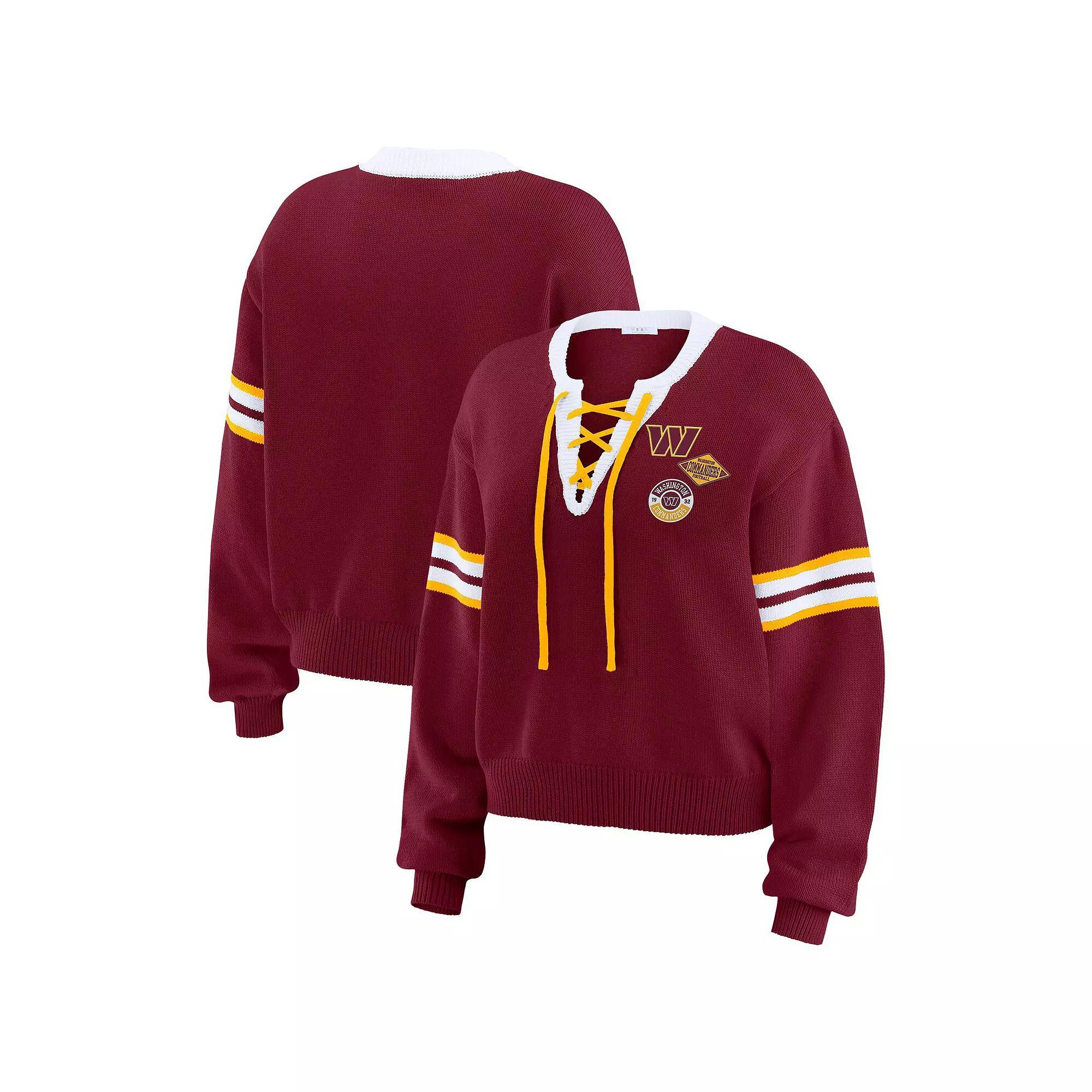 Women's WEAR by Erin Andrews Royal New York Giants Lace-Up Pullover Sweatshirt,  Product Image