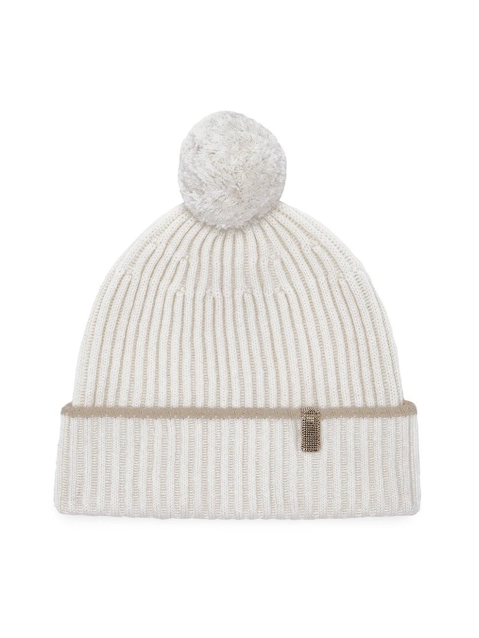 Womens Cashmere Rib Knit Beanie Product Image