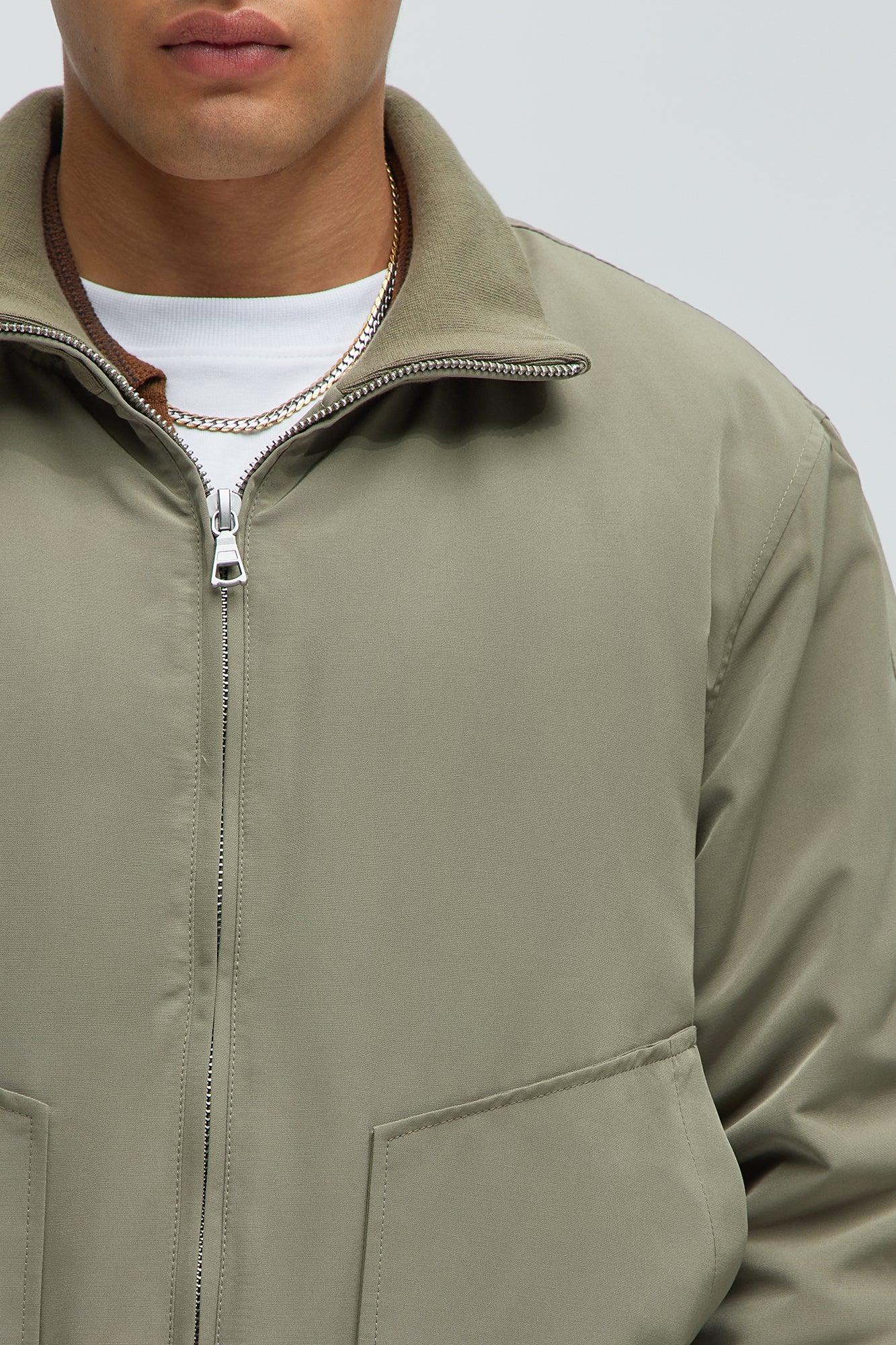 Favre Zip-Through Mock Neck Bomber Jacket - Olive Product Image