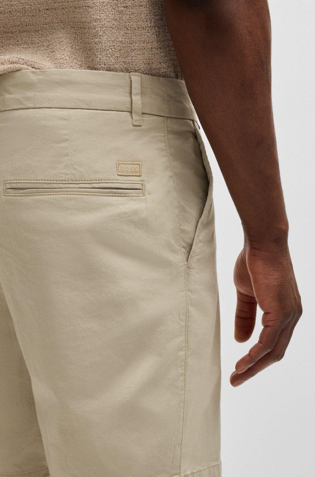 Slim-fit shorts in micro-patterned stretch cotton Product Image