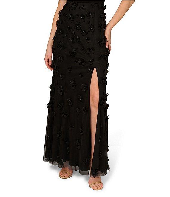 Aidan Mattox Off The Shoulder 3D Floral Applique Mesh Sheath Gown Product Image
