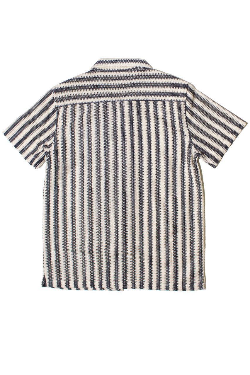 Lightweight Striped Open Knit Button Up Shirt Product Image