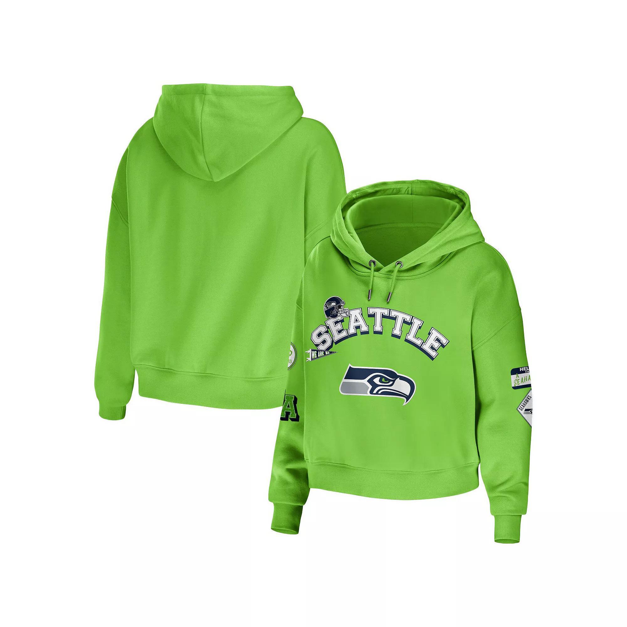 Women's WEAR by Erin Andrews Gray Indianapolis Colts Modest Cropped Pullover Hoodie,  Product Image