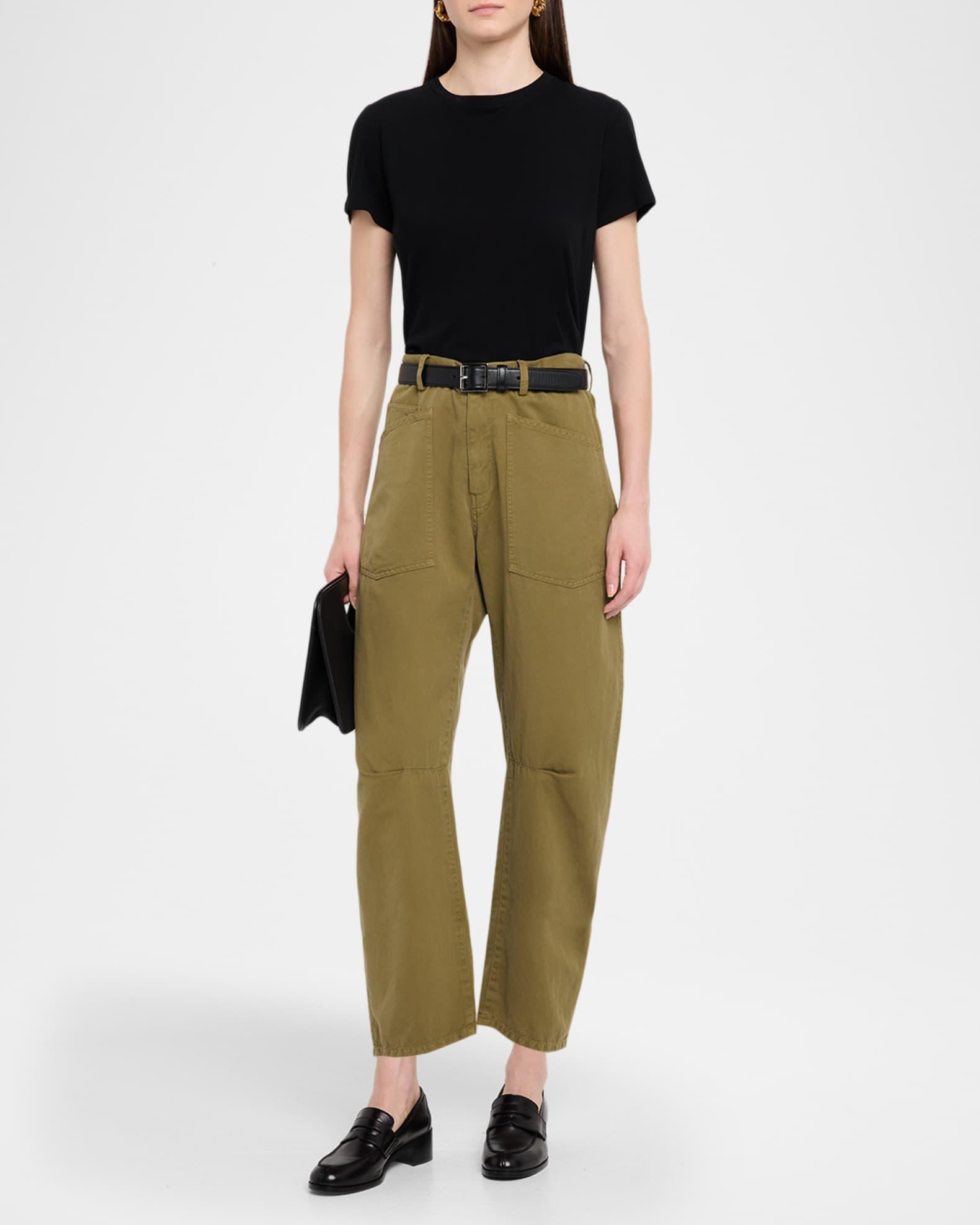 Shon Olive Green Barrel-Leg Ankle Pants Product Image