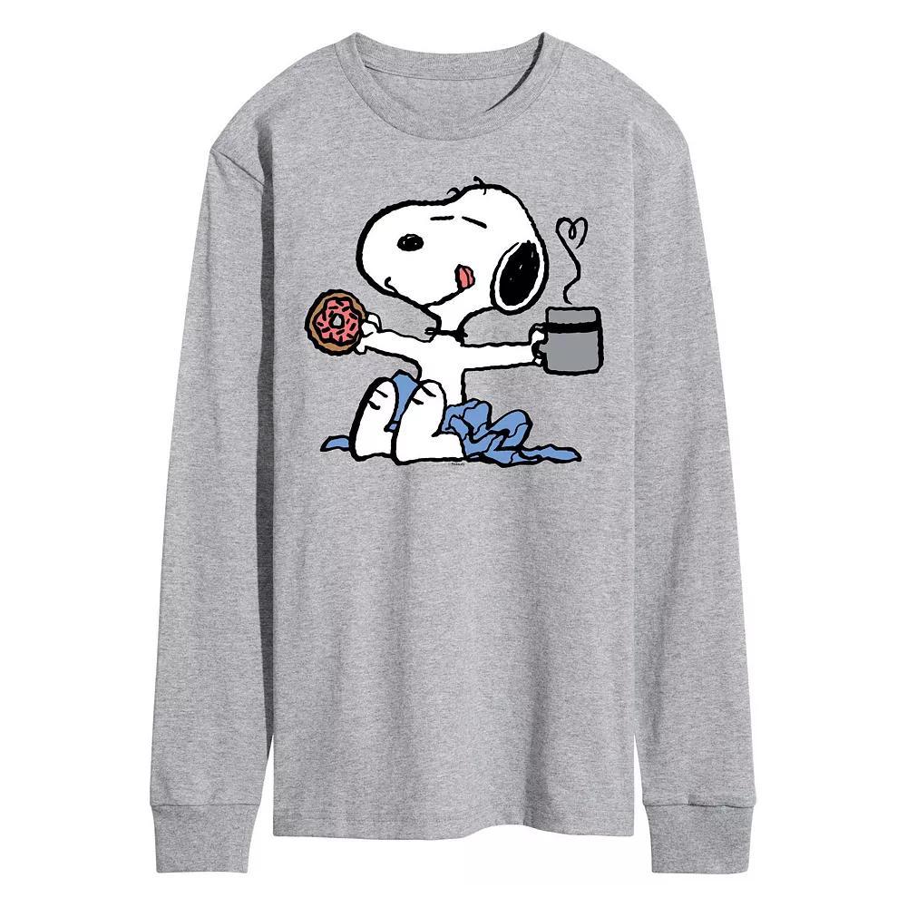 Men's Peanuts Snoopy Donut Coffee Long Sleeve,  Product Image