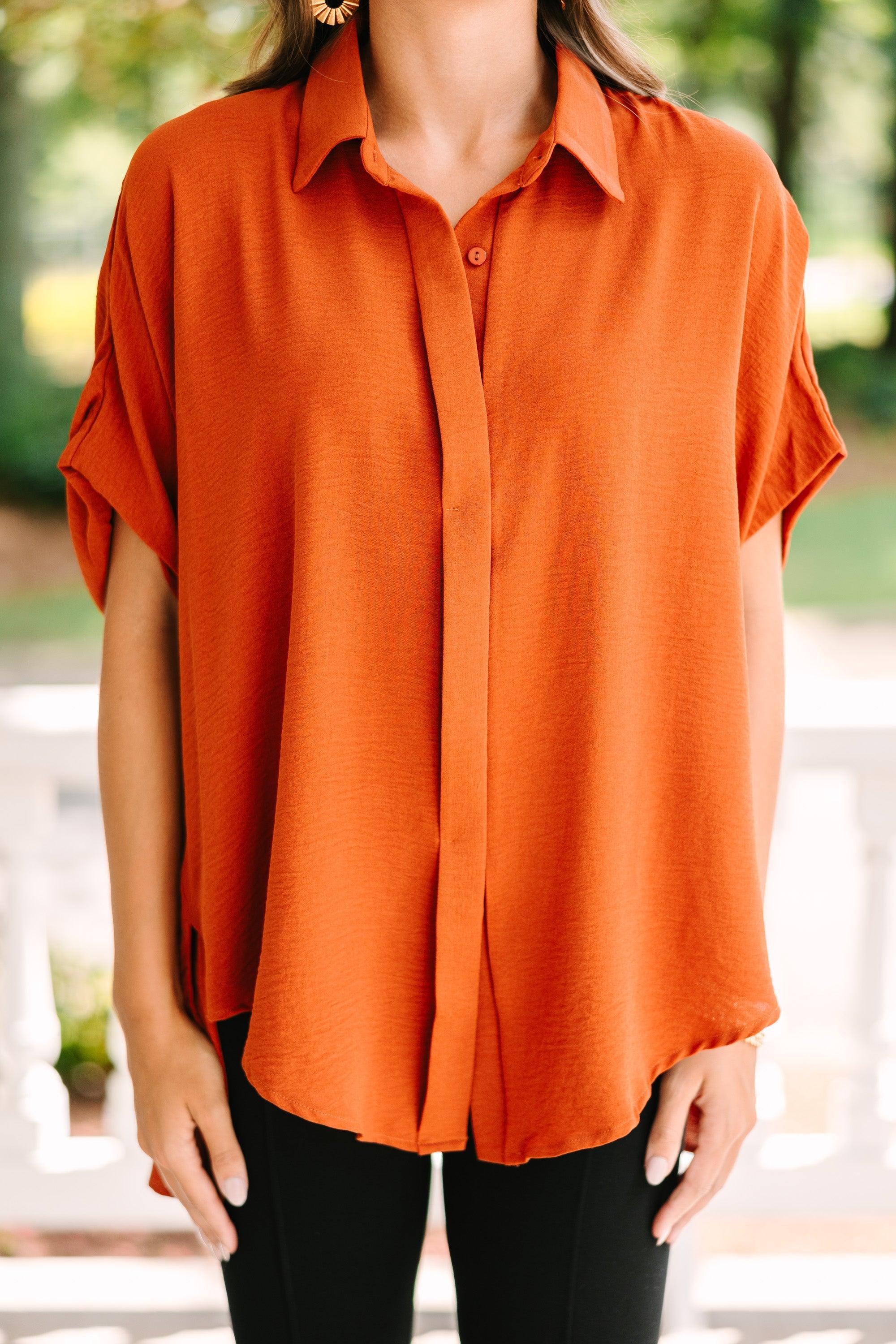 Think It Through Rust Orange Top Female Product Image