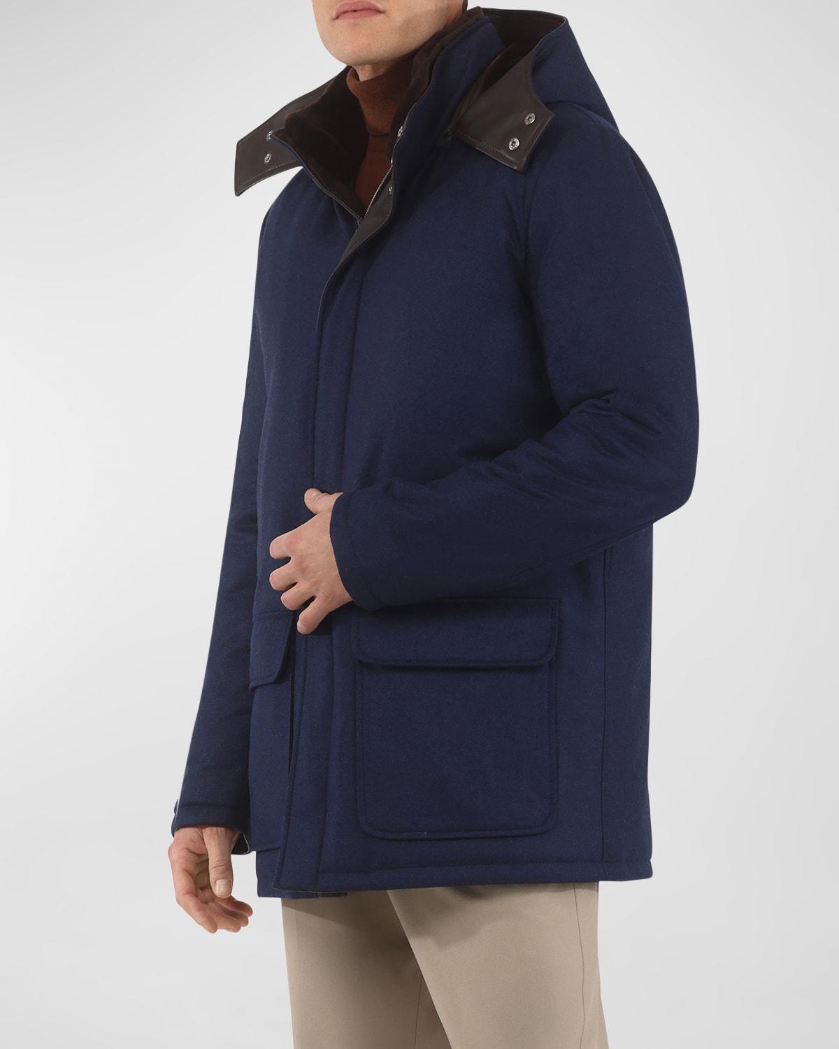 Mens Wool and Cashmere Blend Parka with Shearling Lining Product Image