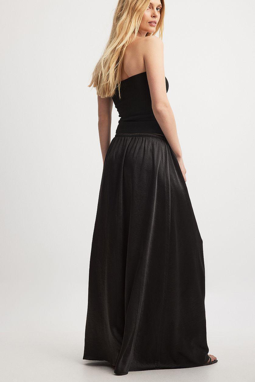 Drawstring Satin Maxi Skirt Product Image