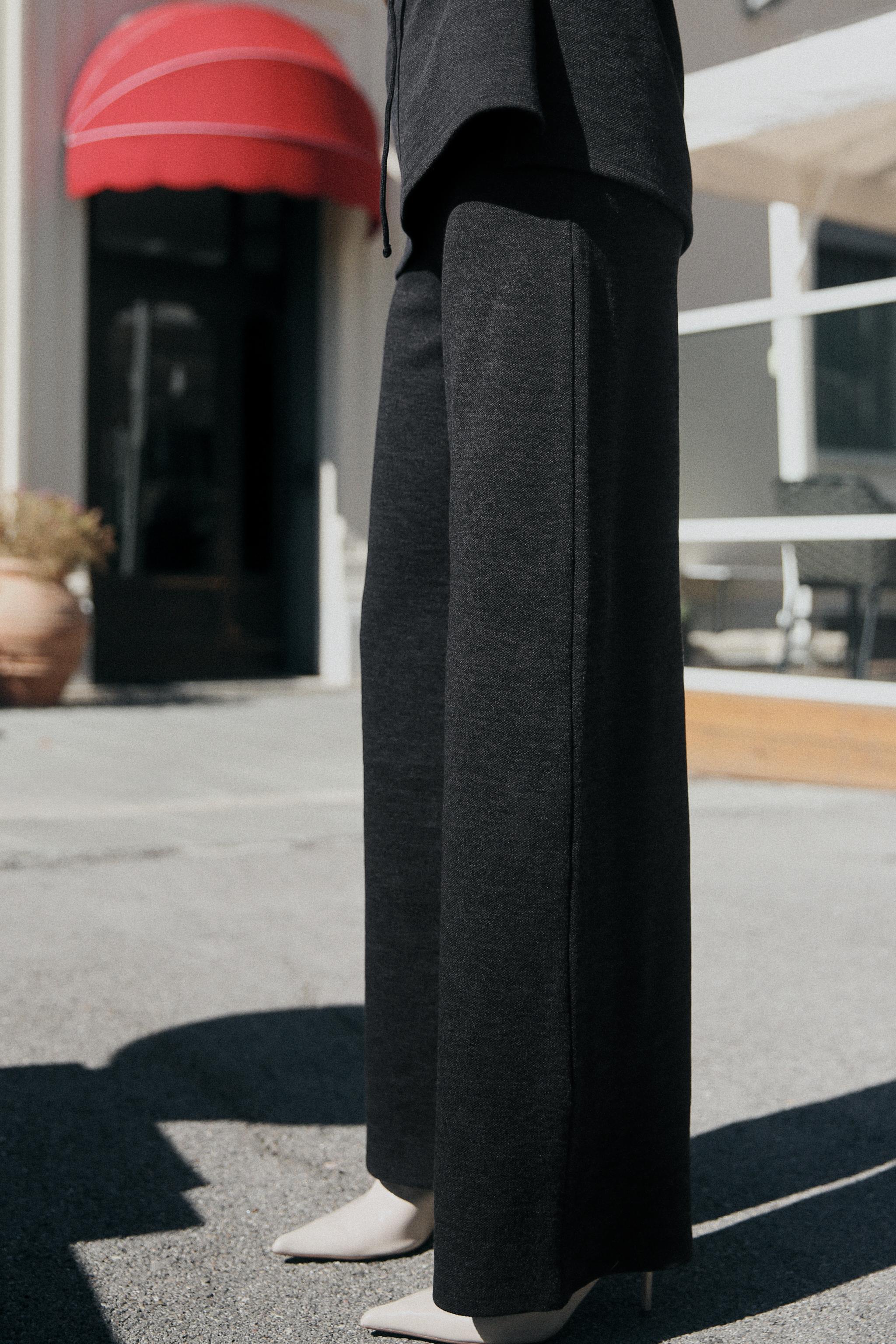 WIDE LEG SOFT PIQUÉ PANTS Product Image