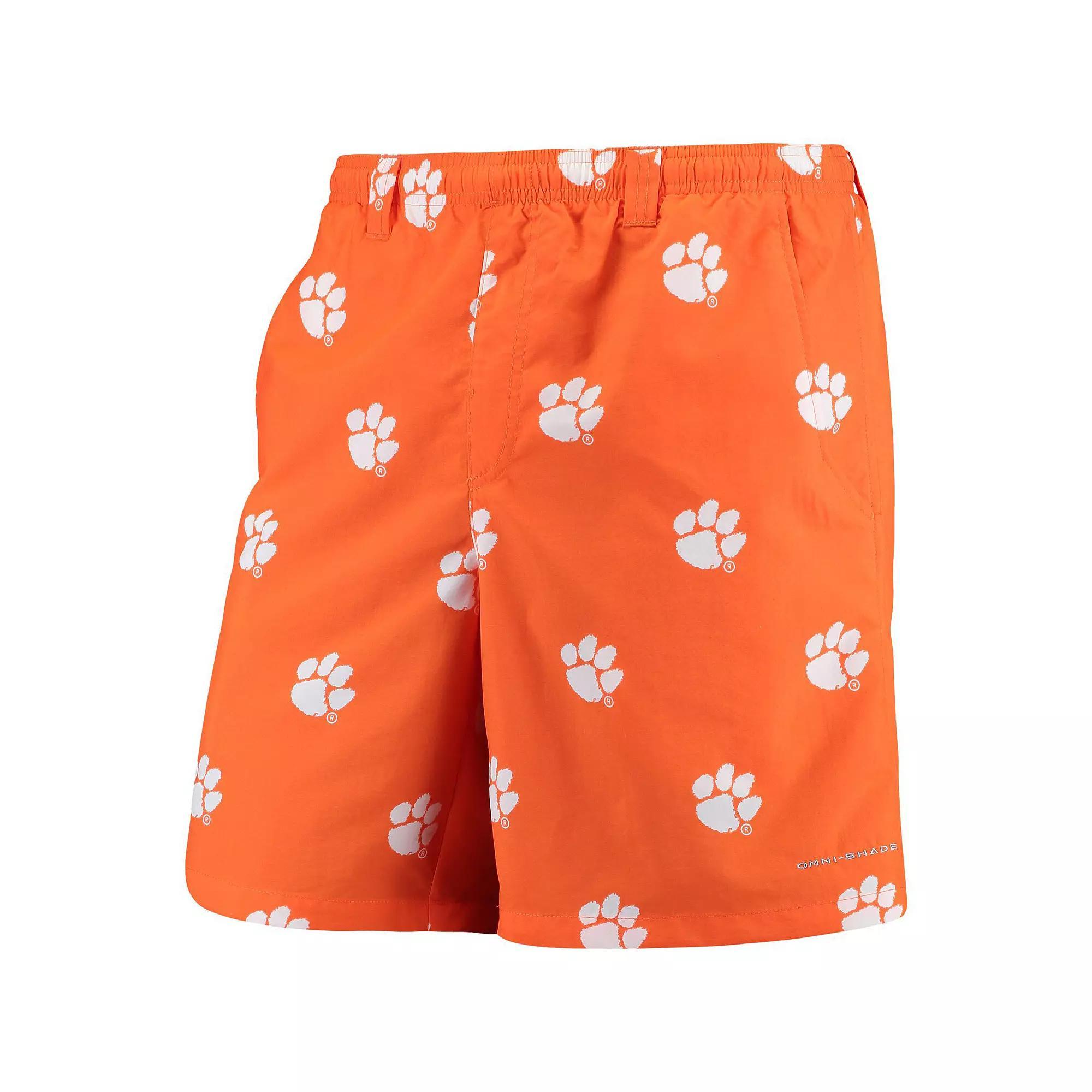 Men's Columbia PFG Orange Clemson Tigers Backcast II 8" Omni-Shade Hybrid Shorts,  Product Image