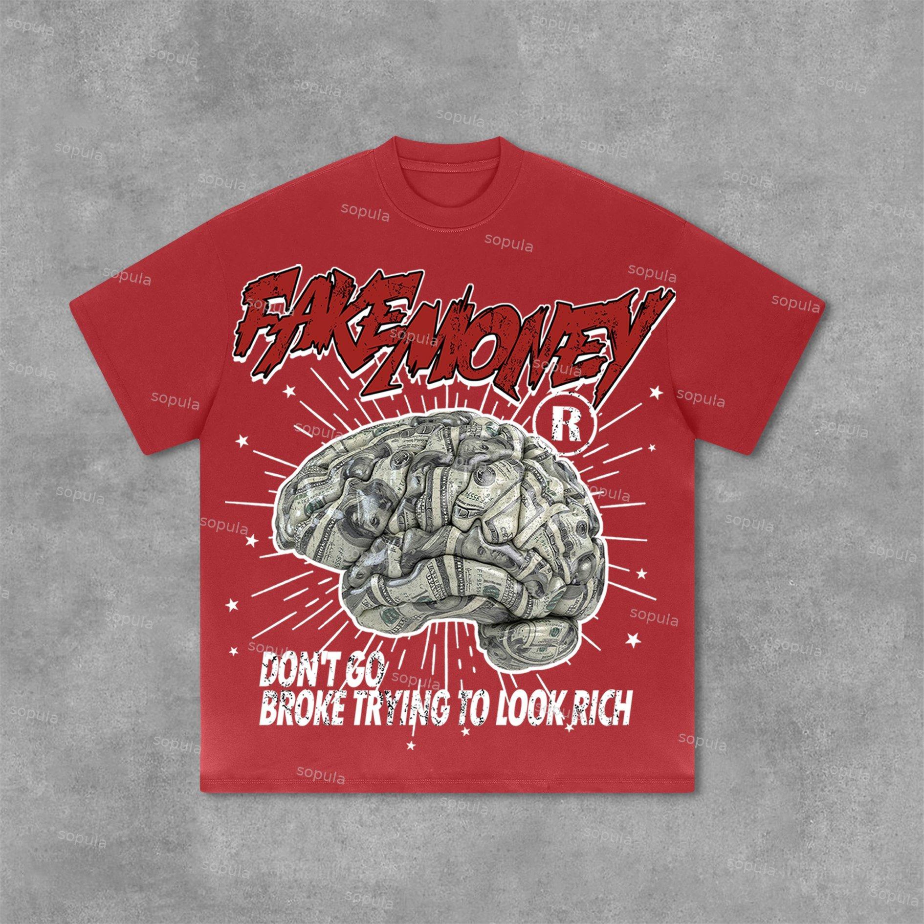 Sopula Don't Go Broke Trying To Look Rich Graphic Print Cotton T-Shirt Product Image