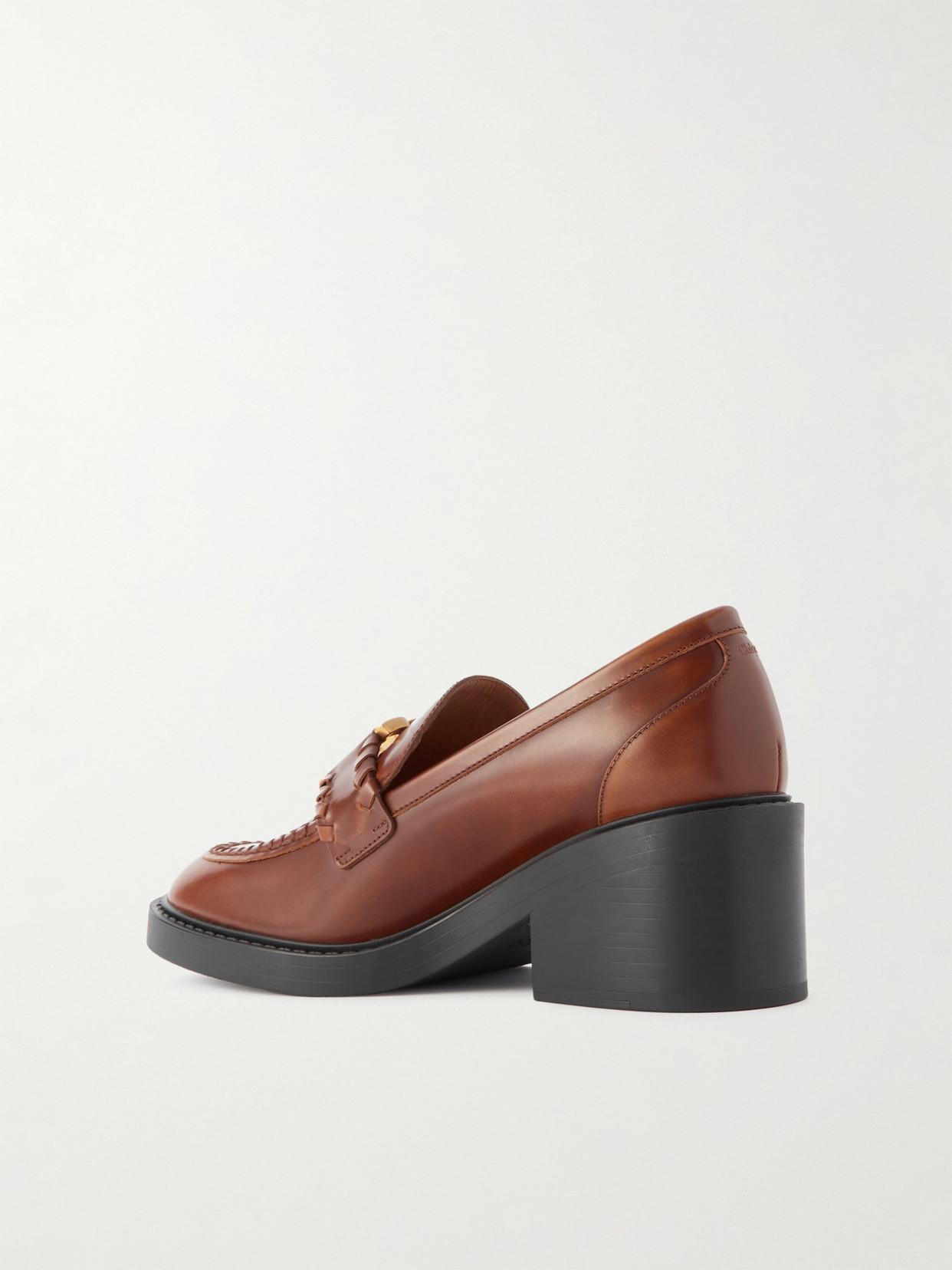 Marcie Embellished Leather Loafers In Brown Product Image