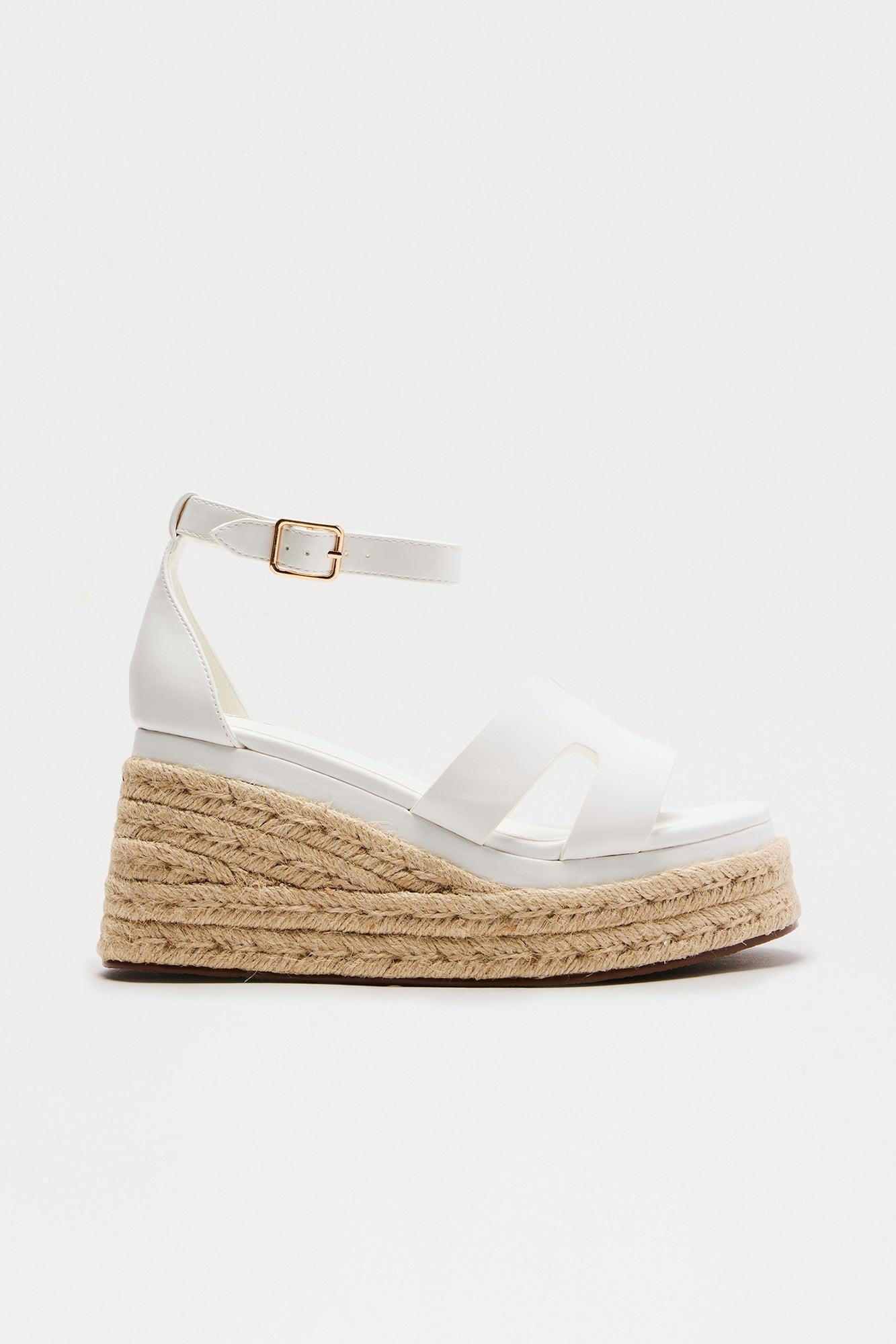 Tora Jute Platform Wedges - White Female Product Image
