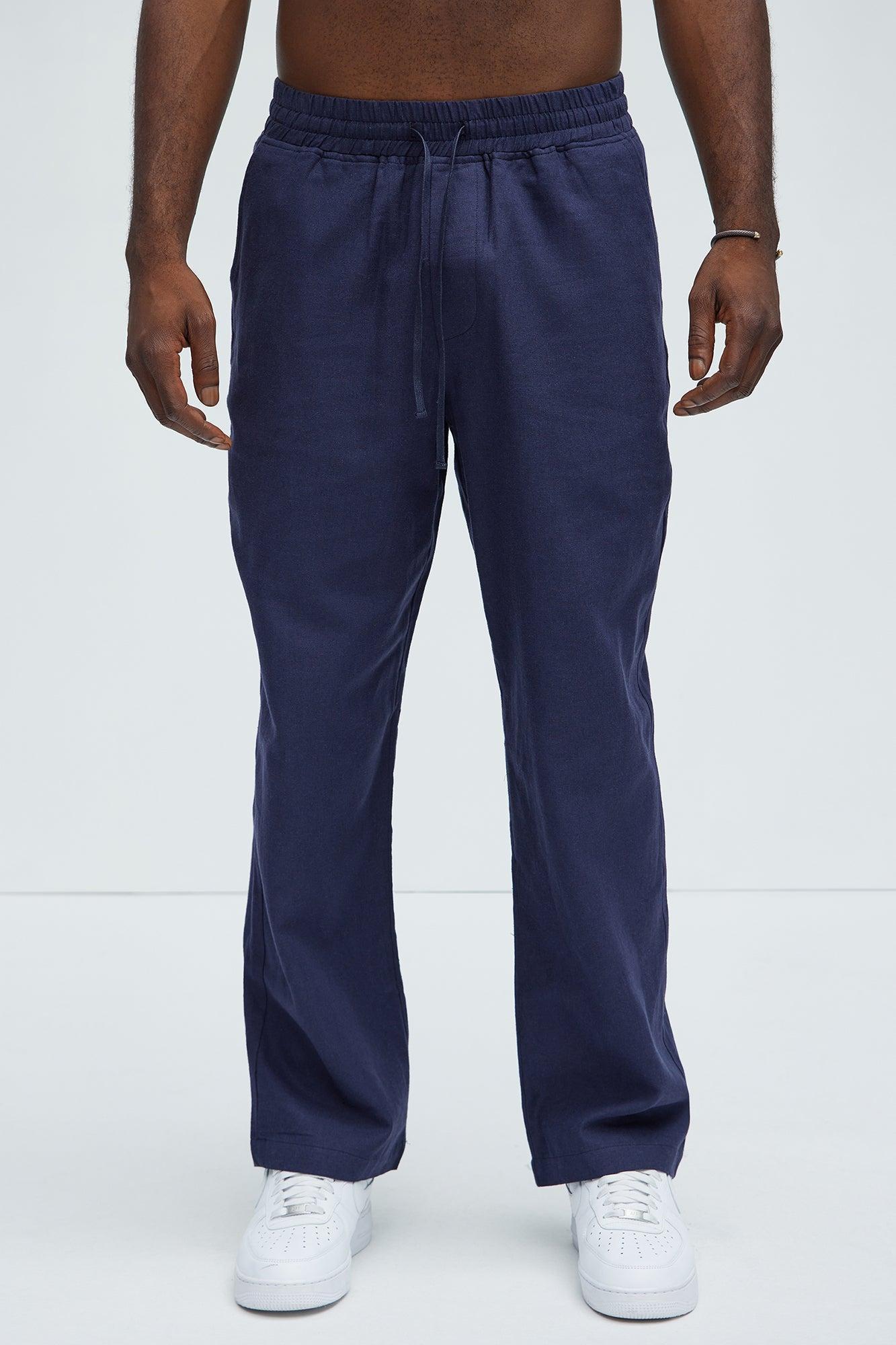 Bahamas Straight Linen Pants - Navy Product Image