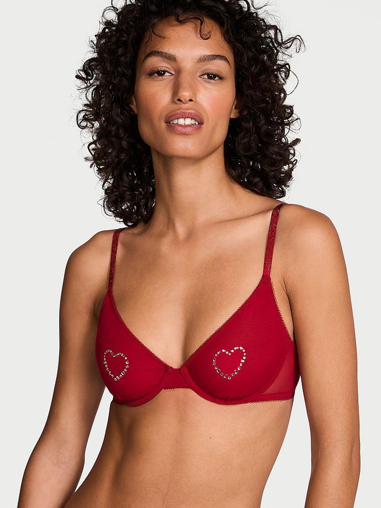 Sheer Shine Motif Unlined Low-Cut Demi Bra Product Image