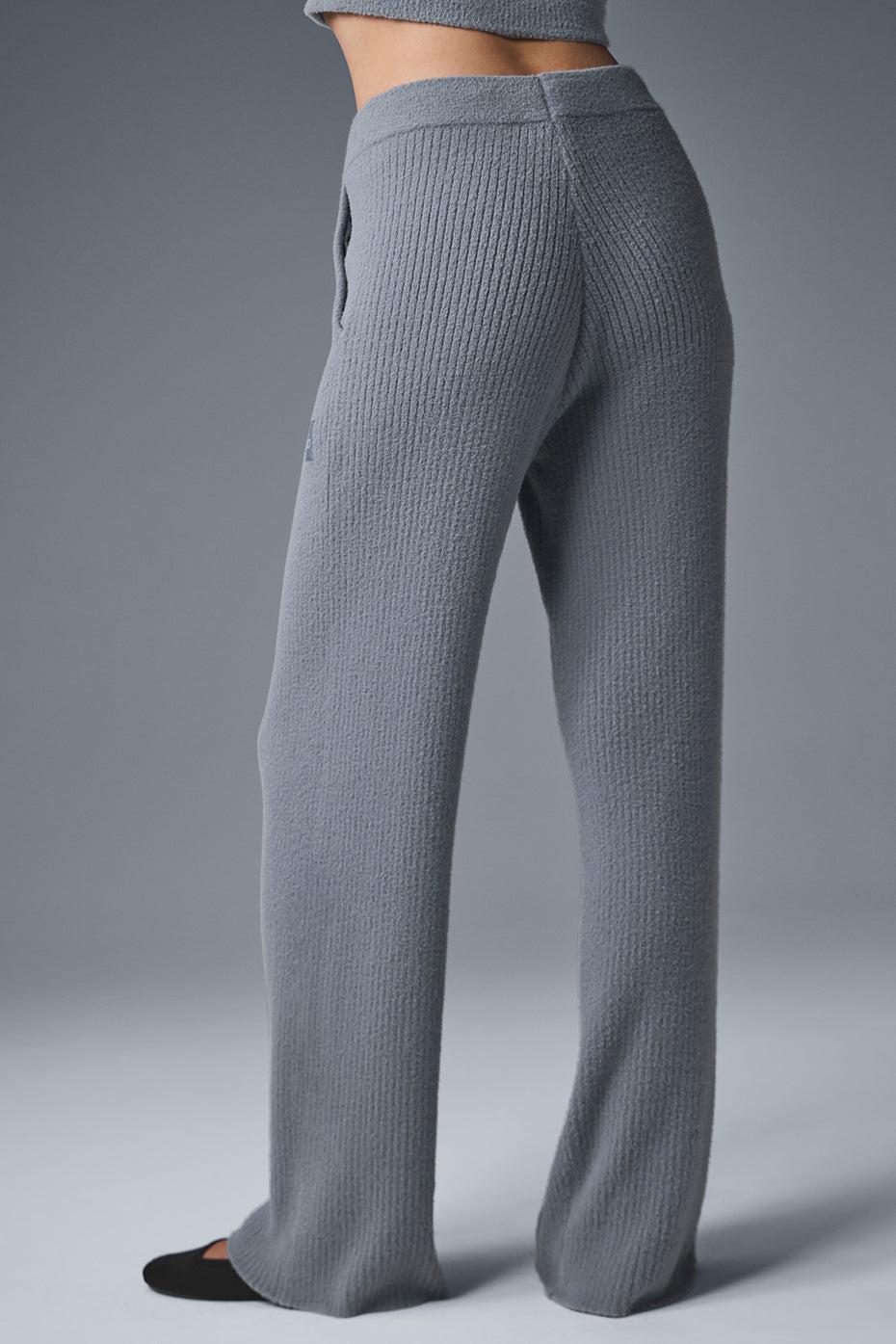 Snuggle Up Sweater High-Waist Wide Leg Pant - Steel Grey Product Image