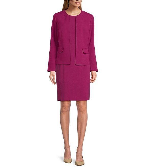 Kasper Petite Size Crepe Long Sleeve Open Front Jacket Product Image