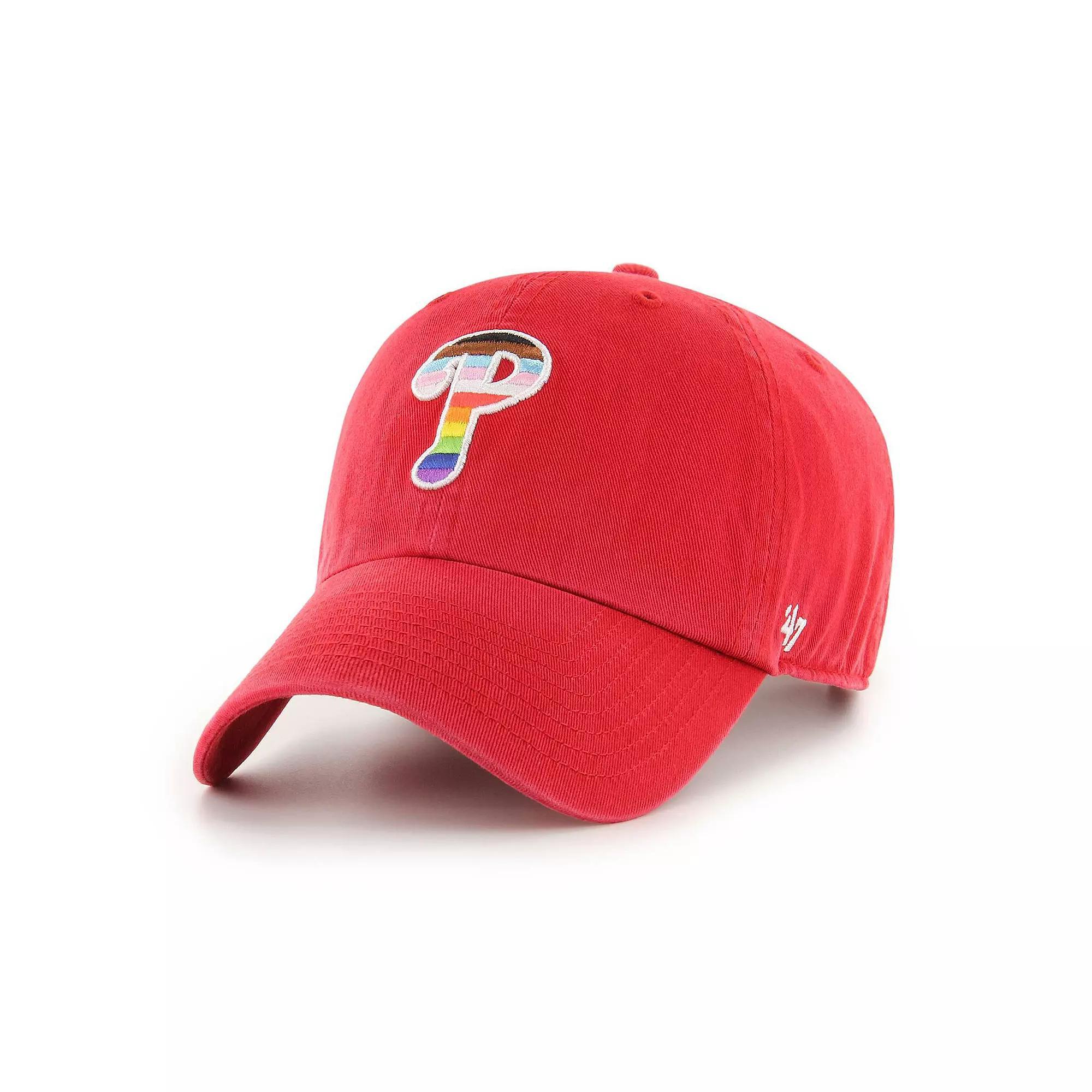 Men's '47  Red Philadelphia Phillies Team Pride Clean Up Adjustable Hat Product Image