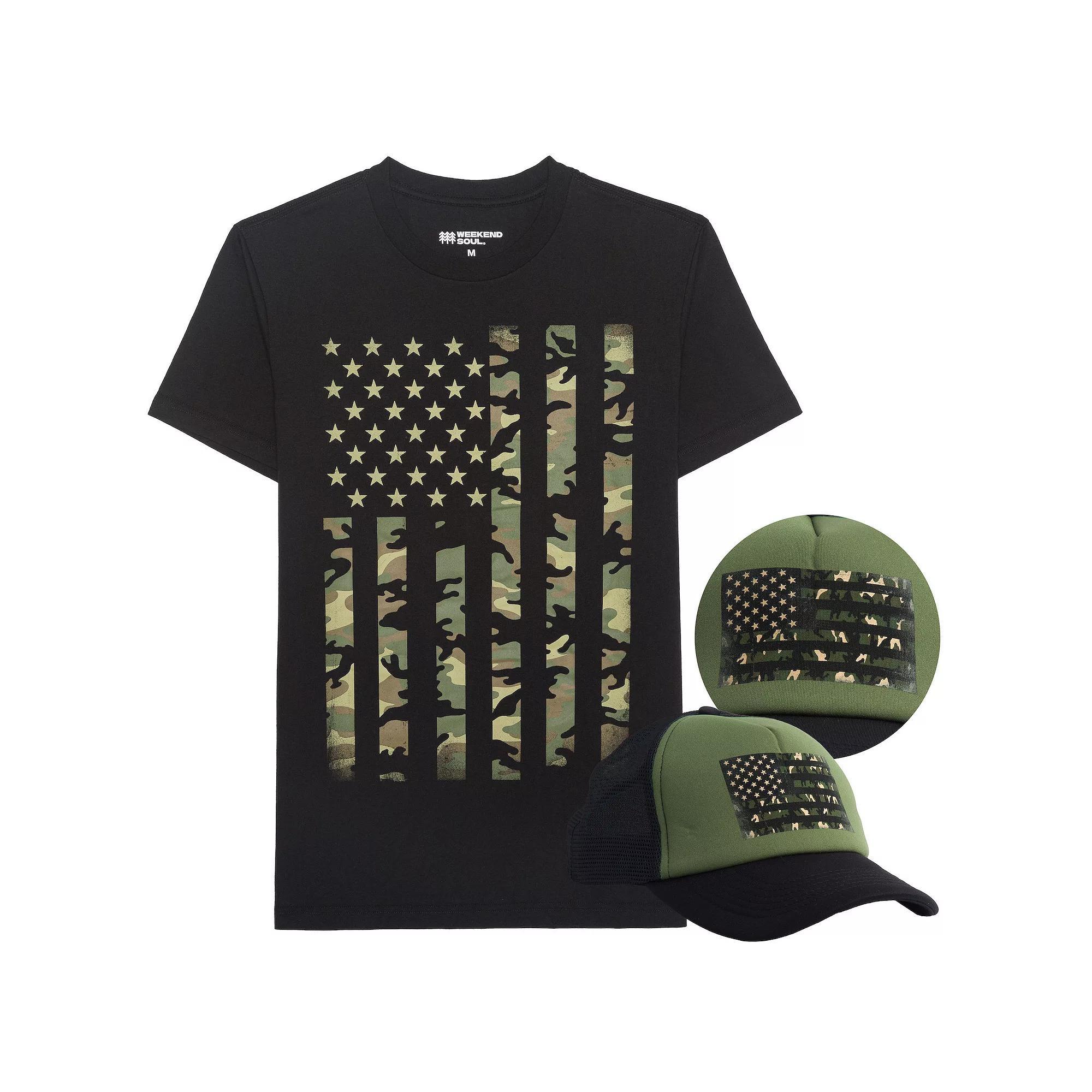 Men's Military Flag Graphic Tee, Size: Medium, Black Product Image