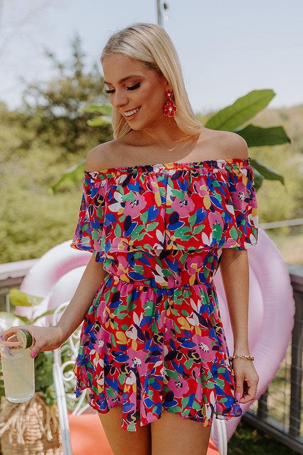 Seas The Moment Floral Romper In Red Product Image