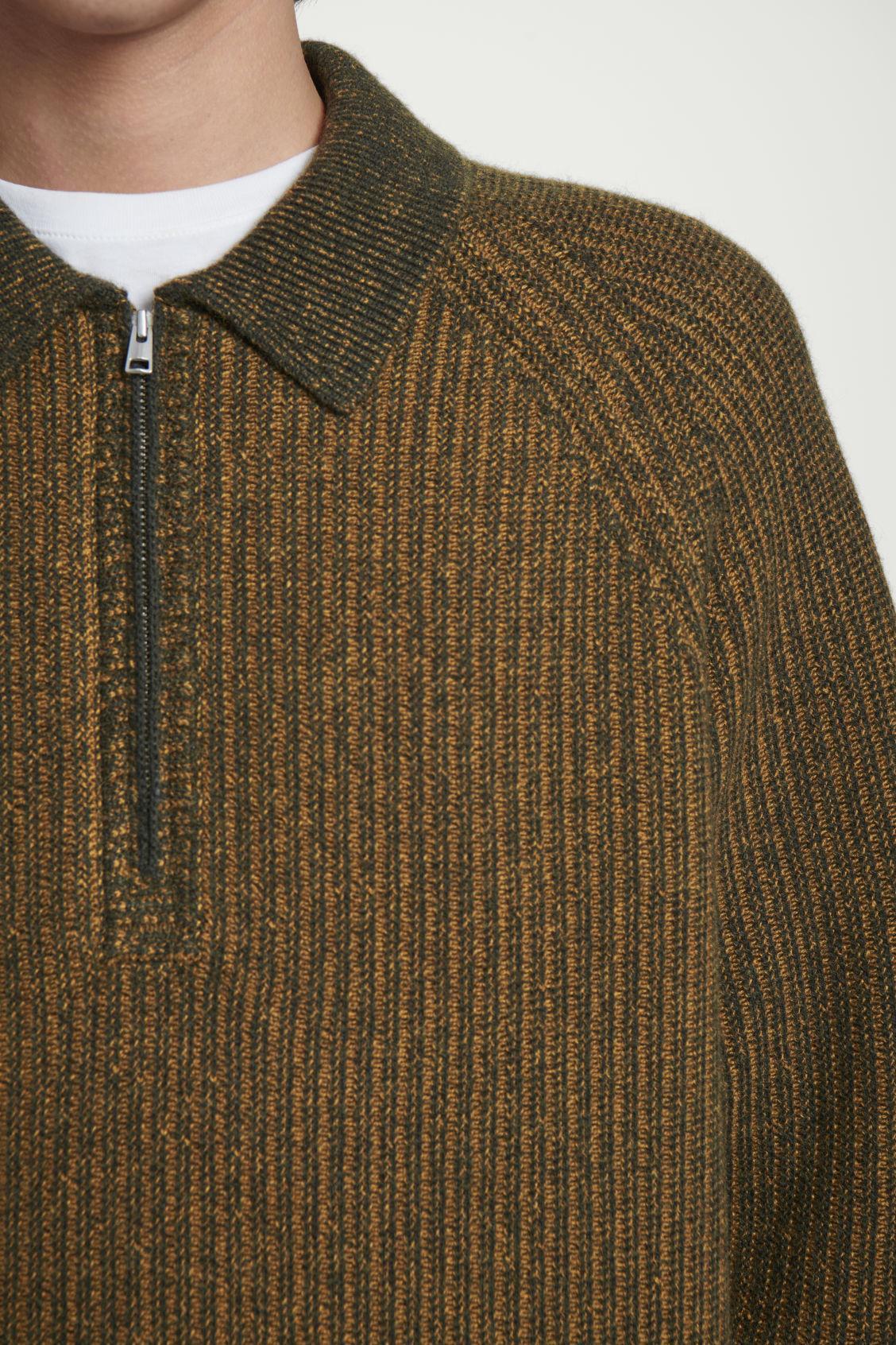 COLLARED MERINO WOOL-YAK BLEND HALF-ZIP SWEATER Product Image