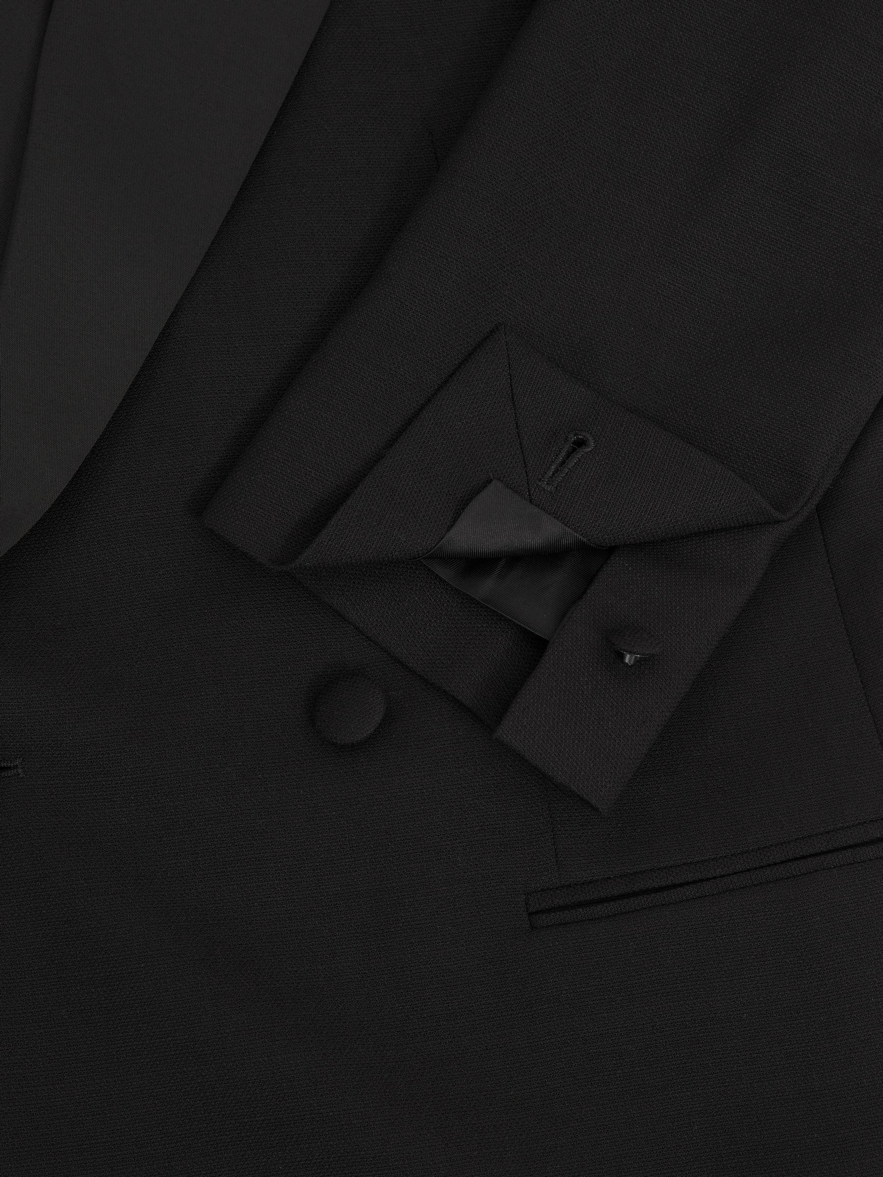Double-Breasted Tuxedo Jacket in Black Hopsack in Black Product Image
