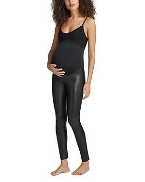 Womens Coated Faux Leather Maternity Leggings Product Image