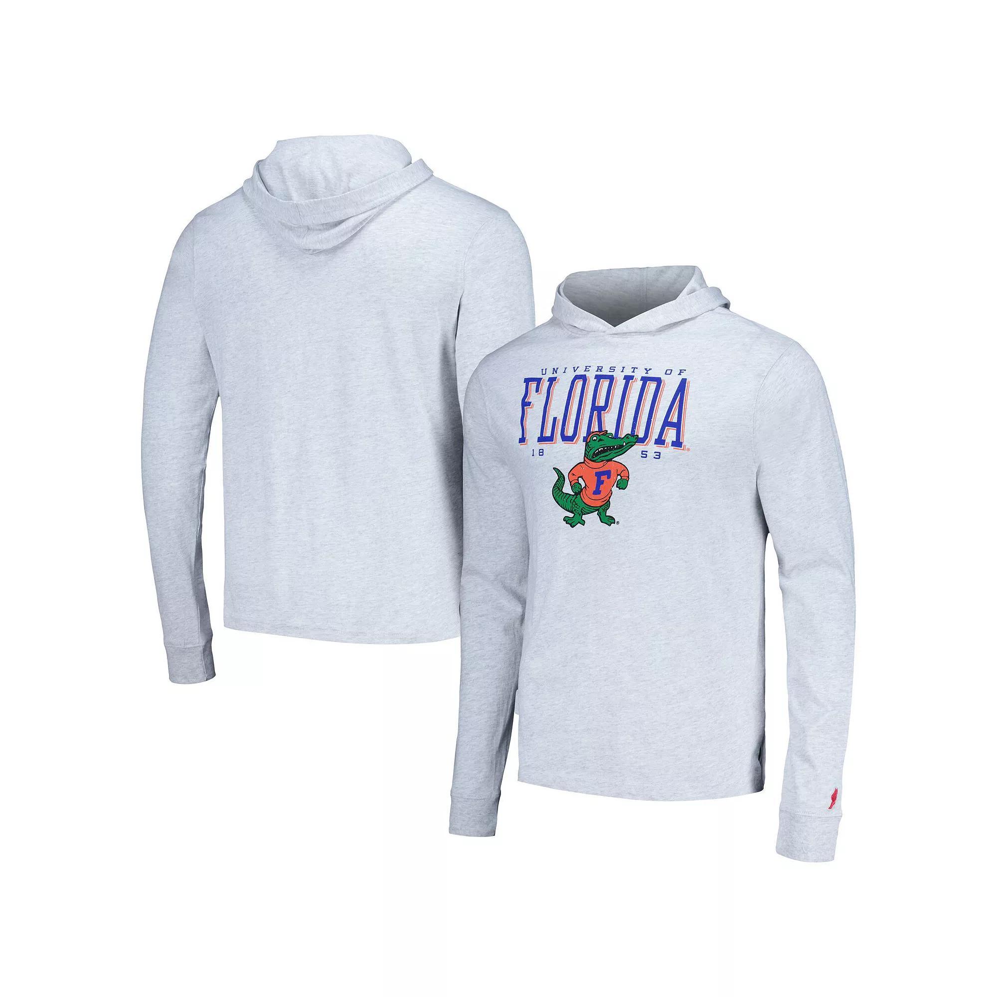 Men's League Collegiate Wear Ash Florida Gators Team Stack Tumble Long Sleeve Hooded T-Shirt,  Product Image