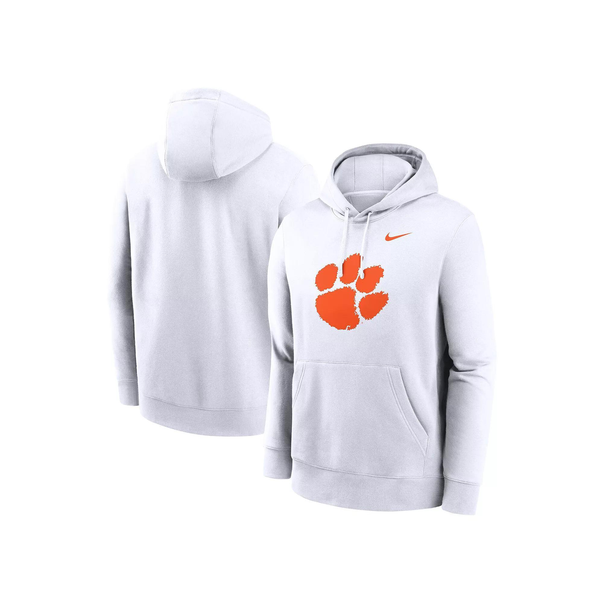 Men's Nike White Clemson Tigers Primetime Evergreen Club Fleece Pullover Hoodie,  Product Image