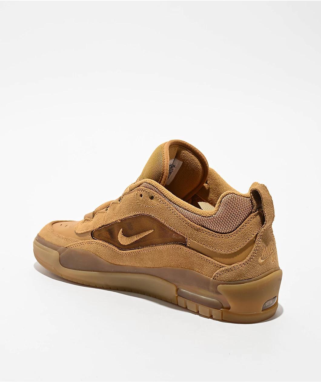 Nike SB Air Max Ishod Flax, Safety Orange, & Wheat Skate Shoes Product Image