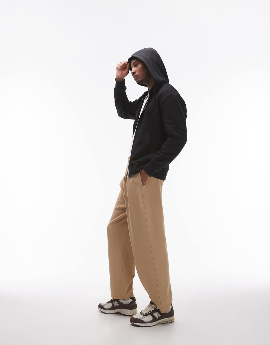 Topman full zip hoodie in black Product Image