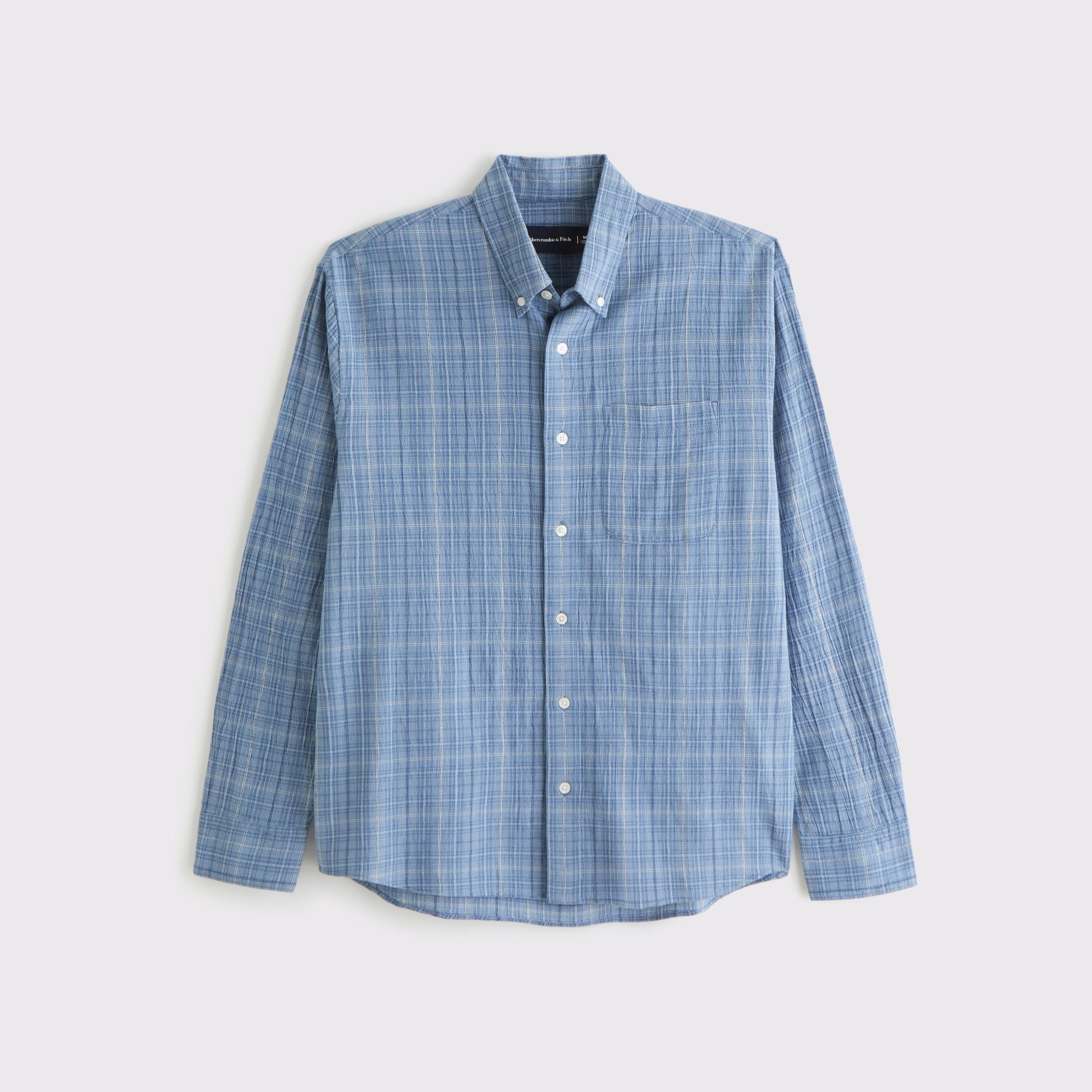 Long-Sleeve Plaid Button-Up Shirt Product Image