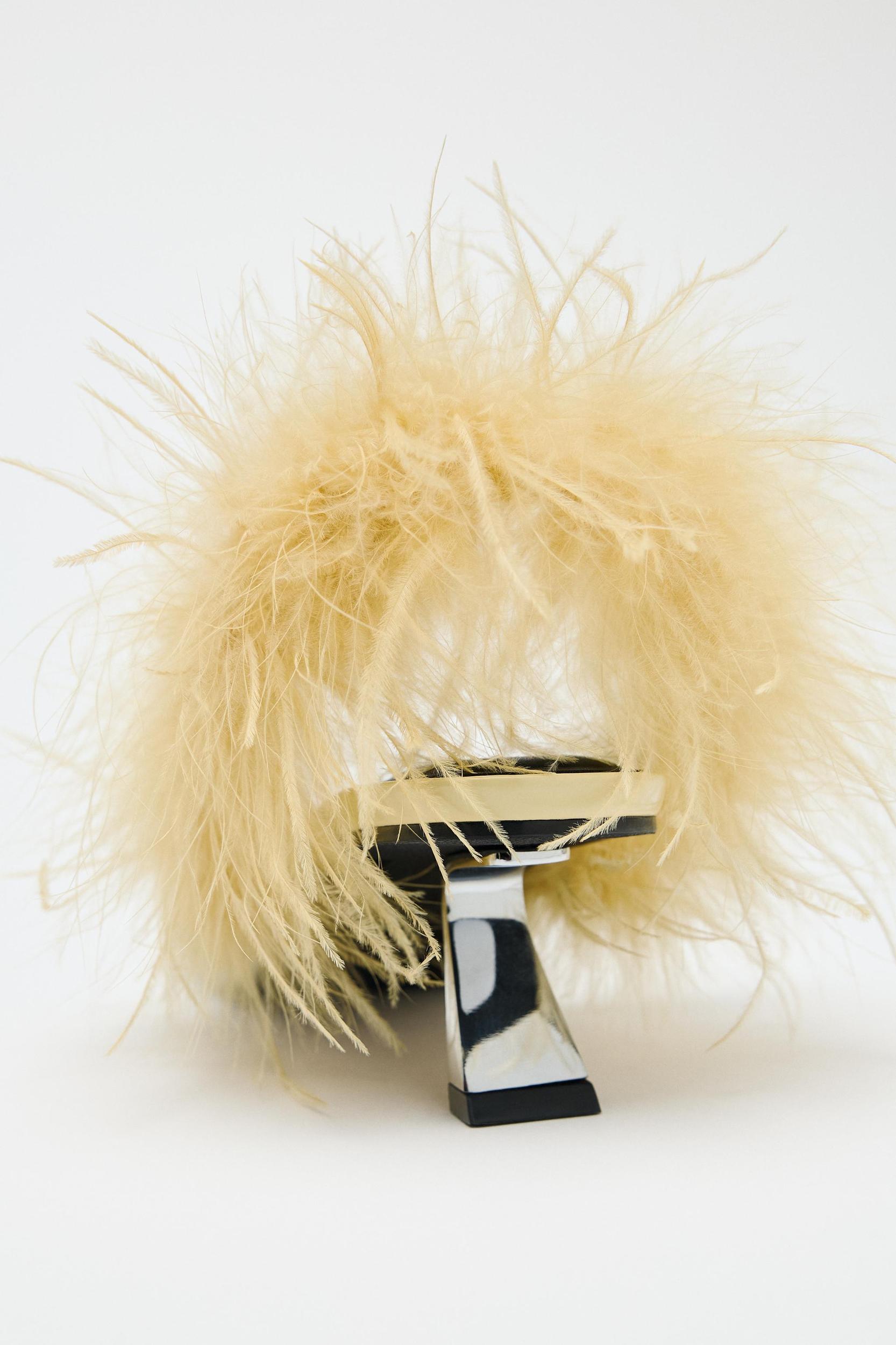 FEATHER METALLIC HEELED SANDALS Product Image