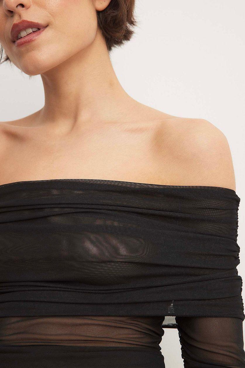 Mesh Off Shoulder Top Multicolor Product Image