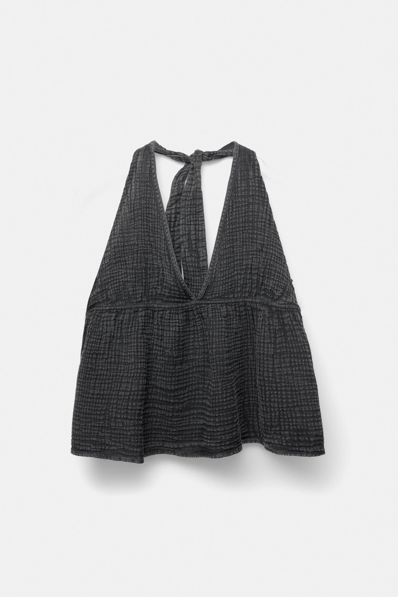 Textured rustic halter top Product Image