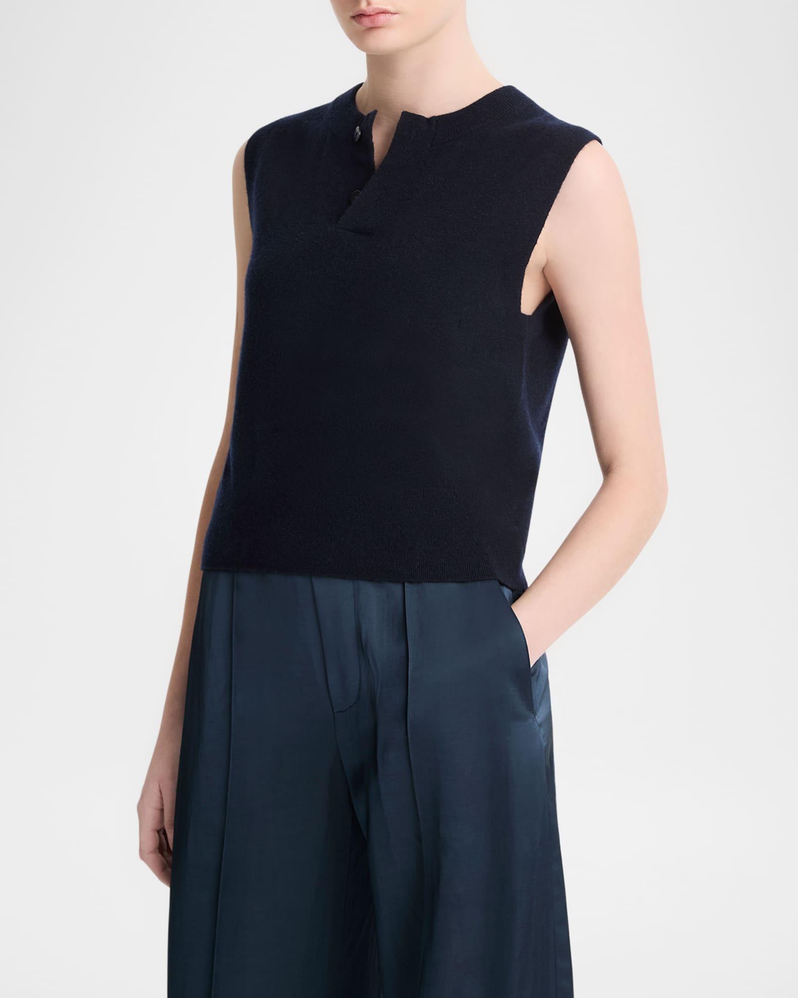 Sleeveless Henley Shell  Product Image