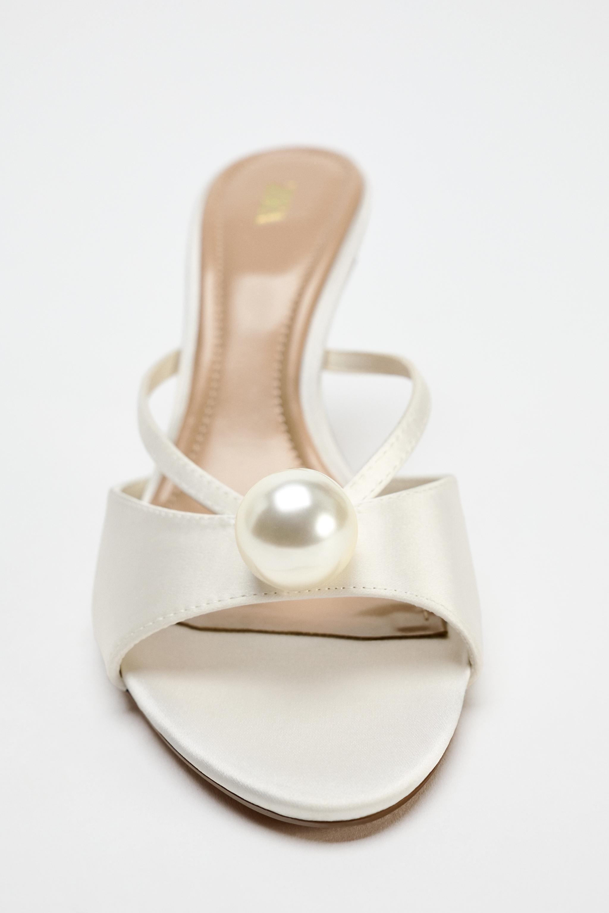 FAUX PEARL HEELED SANDALS Product Image