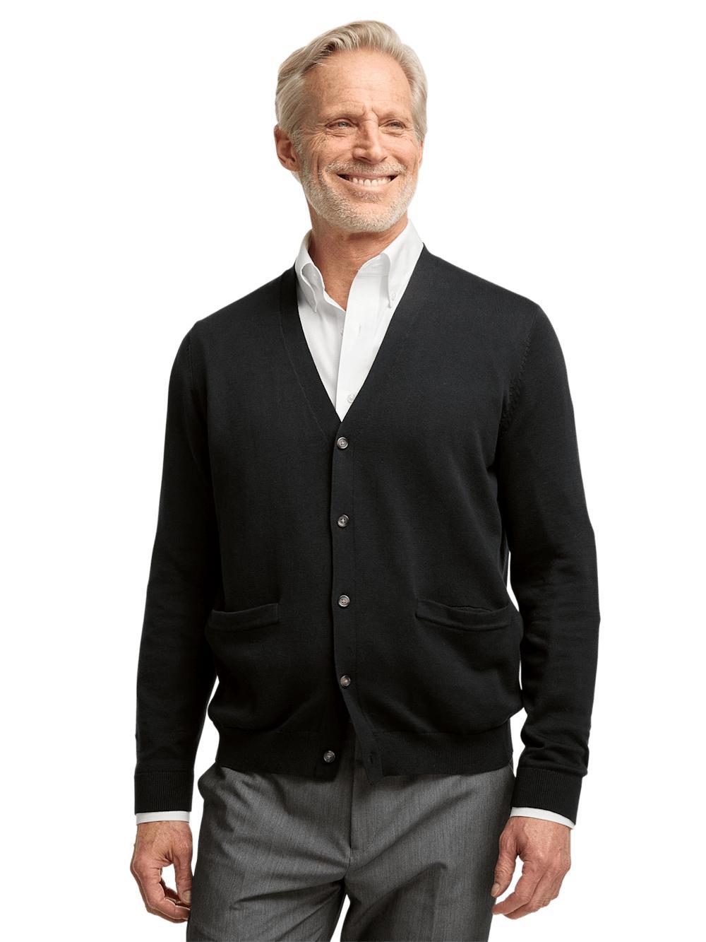 Supima Cotton Button Front Cardigan - Dark Blue Product Image