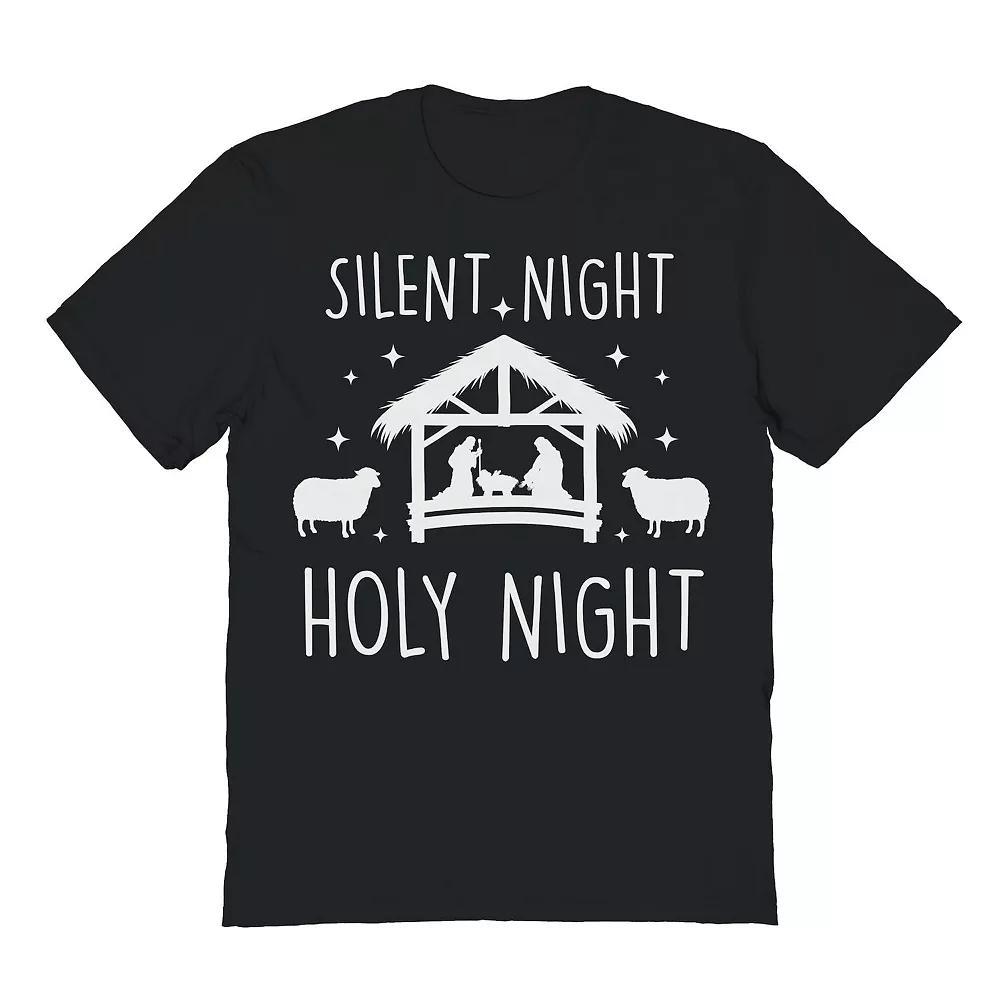 Men's Silent Night Holy Night Christmas Graphic Tee, Size: Medium, Black Product Image