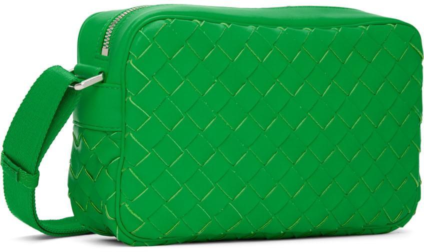 BOTTEGA VENETA Green Classic Intrecciato Messenger Bag In 3724 Parakeet Silver Product Image