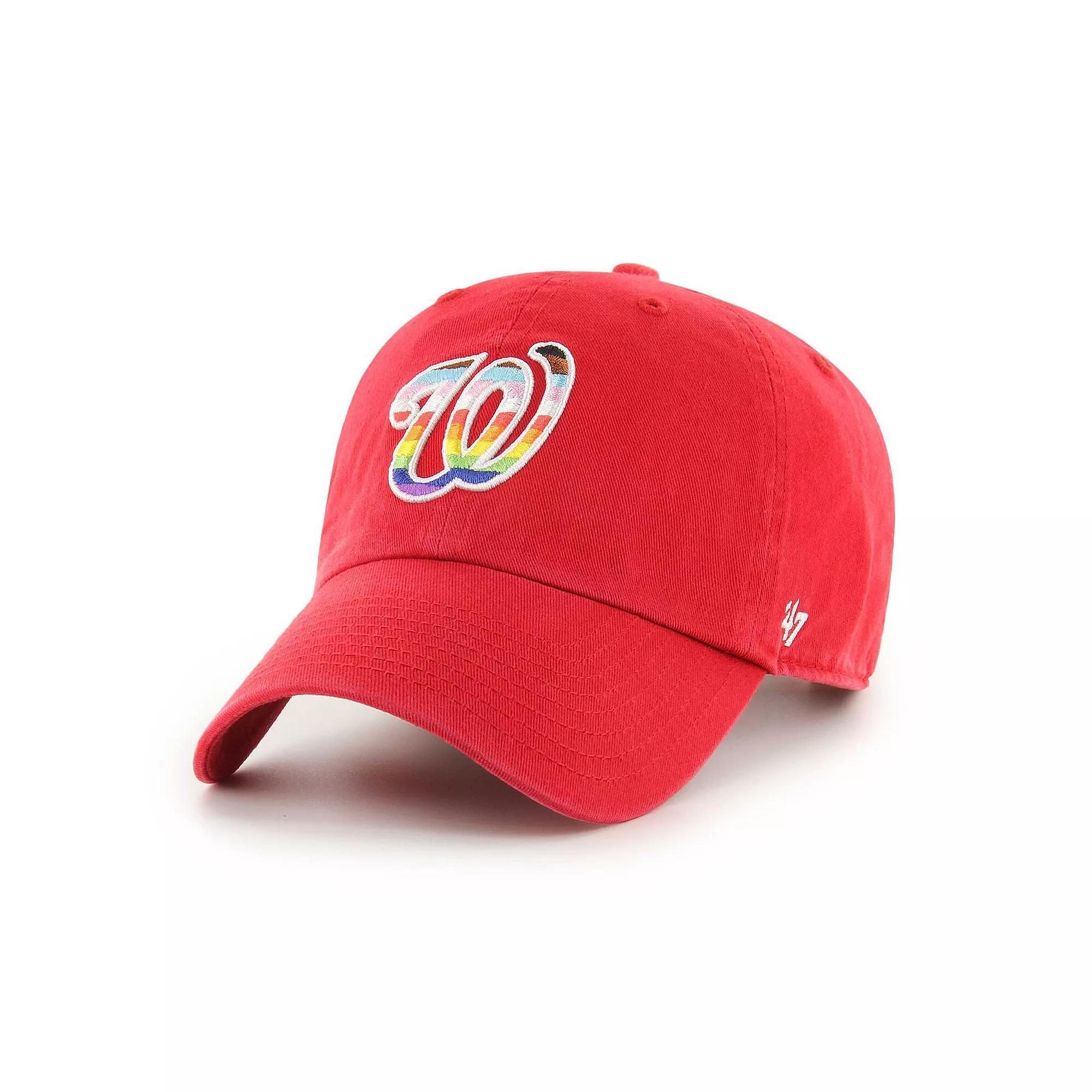 Men's '47  Red Washington Nationals Team Pride Clean Up Adjustable Hat Product Image