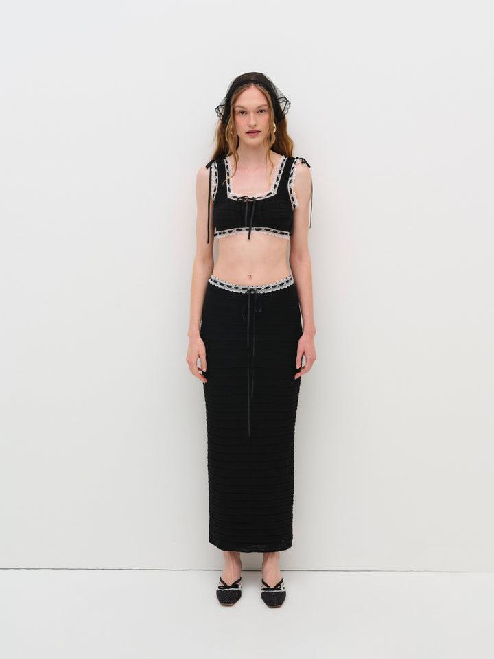 Mayfair Crochet Crop Top — Black Product Image