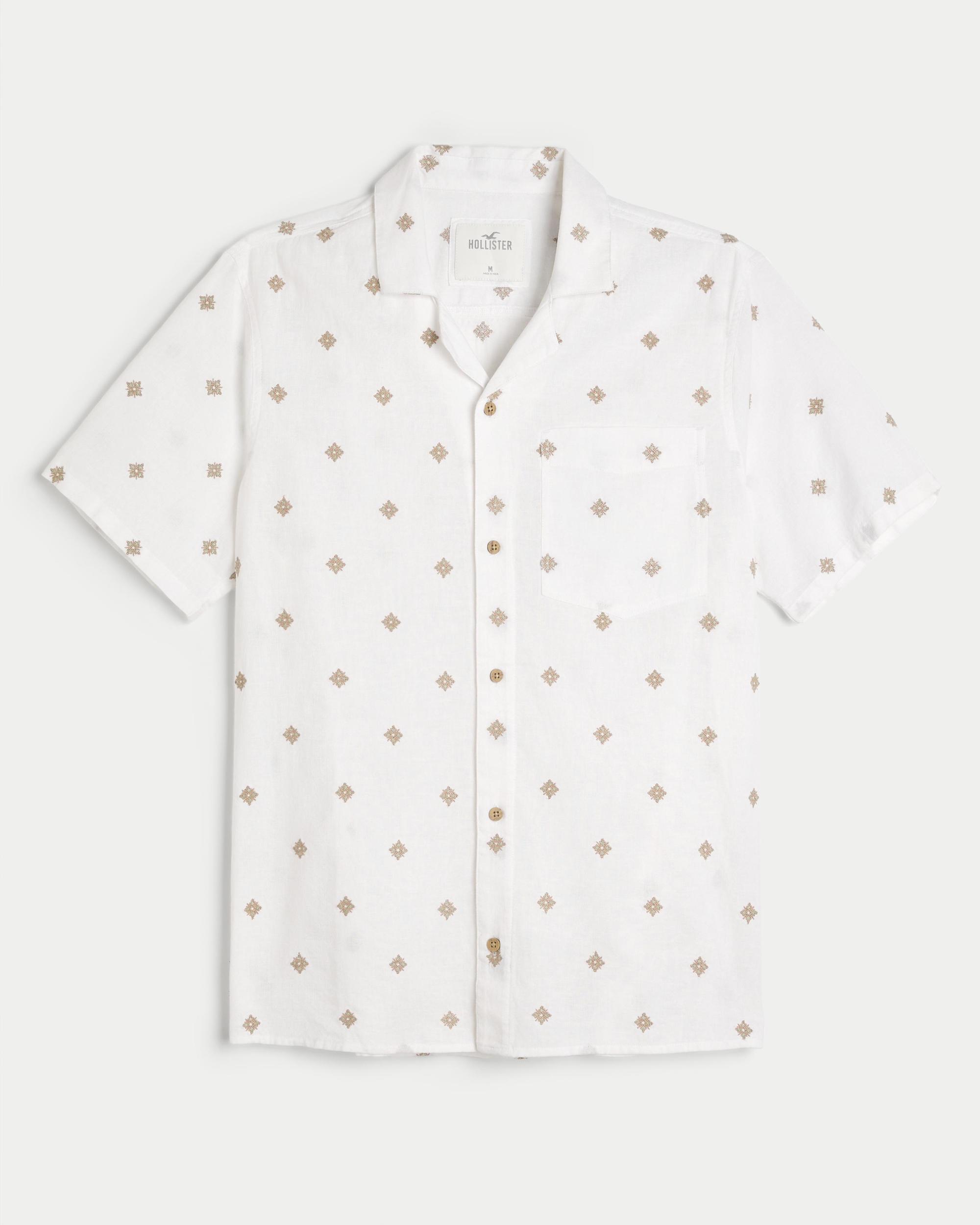 Short-Sleeve Embroidered Pattern Shirt Product Image