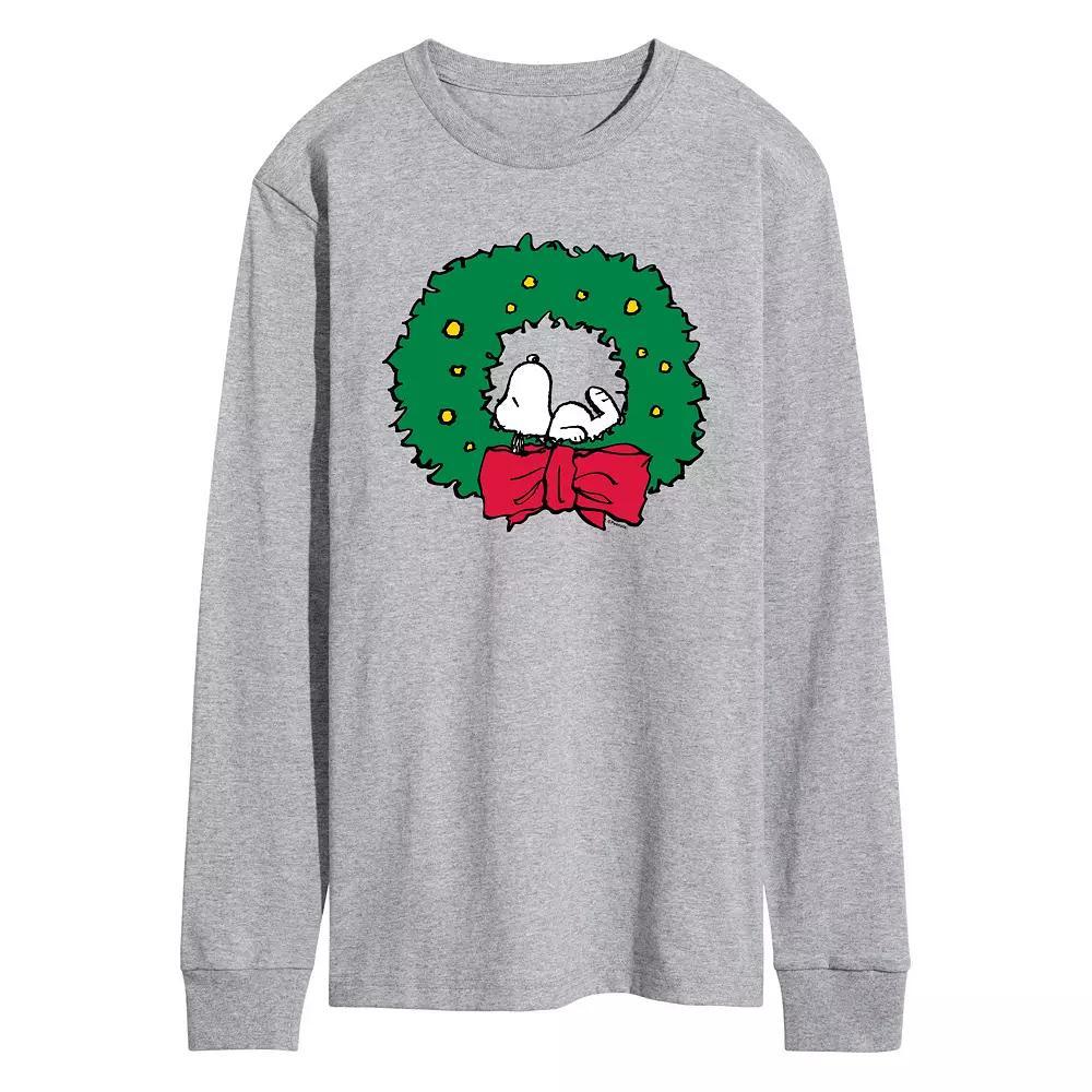 Men's Peanuts Snoopy Wreath Long Sleeve Graphic Tee,  Product Image