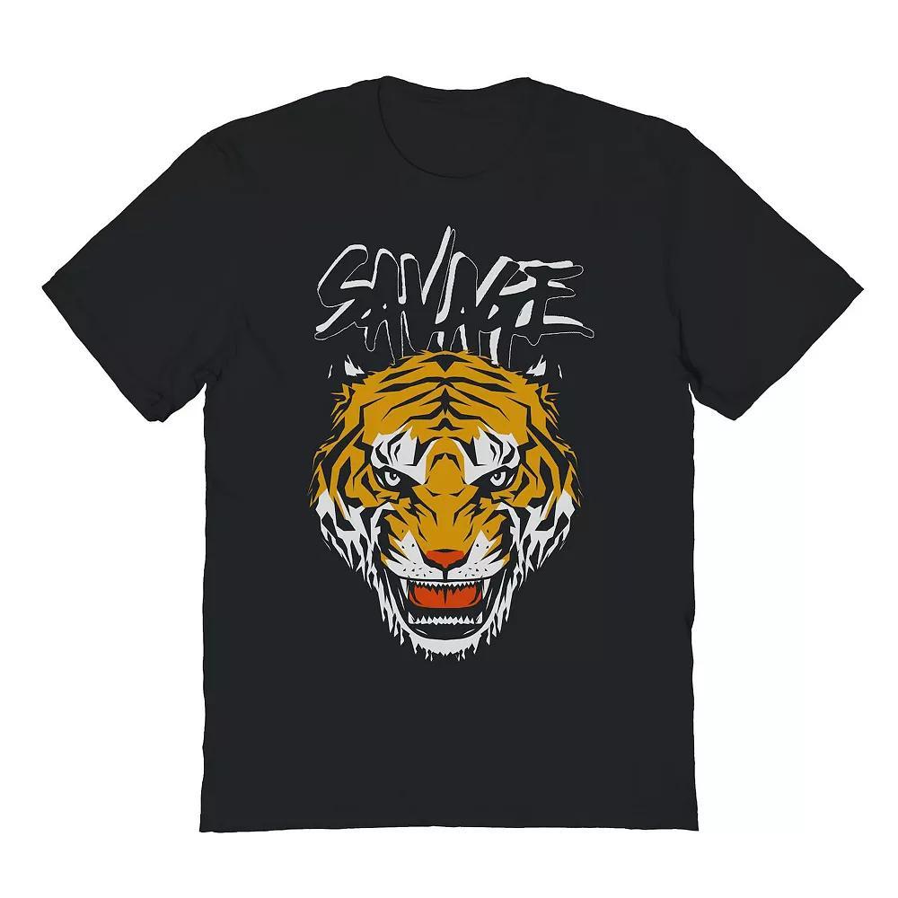 Men's Savage Growling Tiger Graphic Tee, Size: Small, Black Product Image