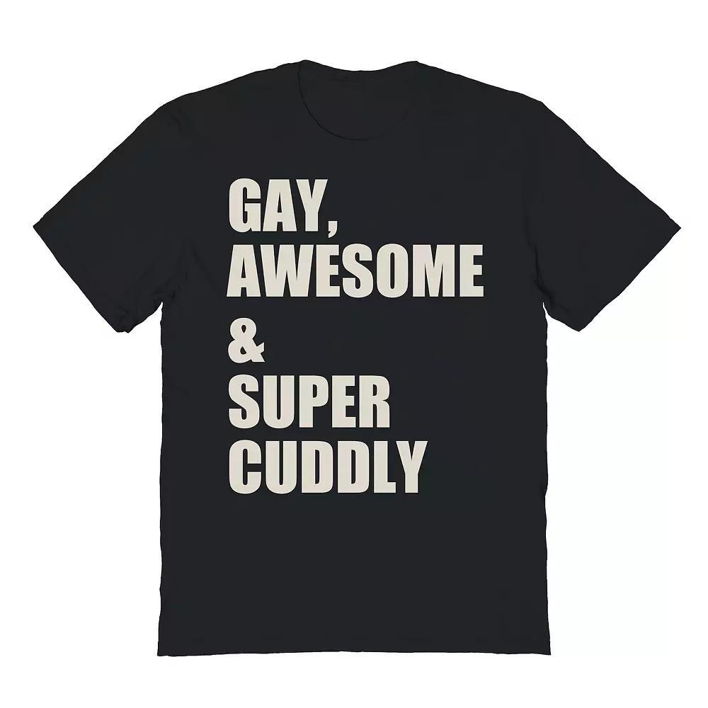 Men's COLAB89 by Threadless Gay Awesome & Supper Cuddly Pride Graphic Tee, Size: Large, Black Product Image