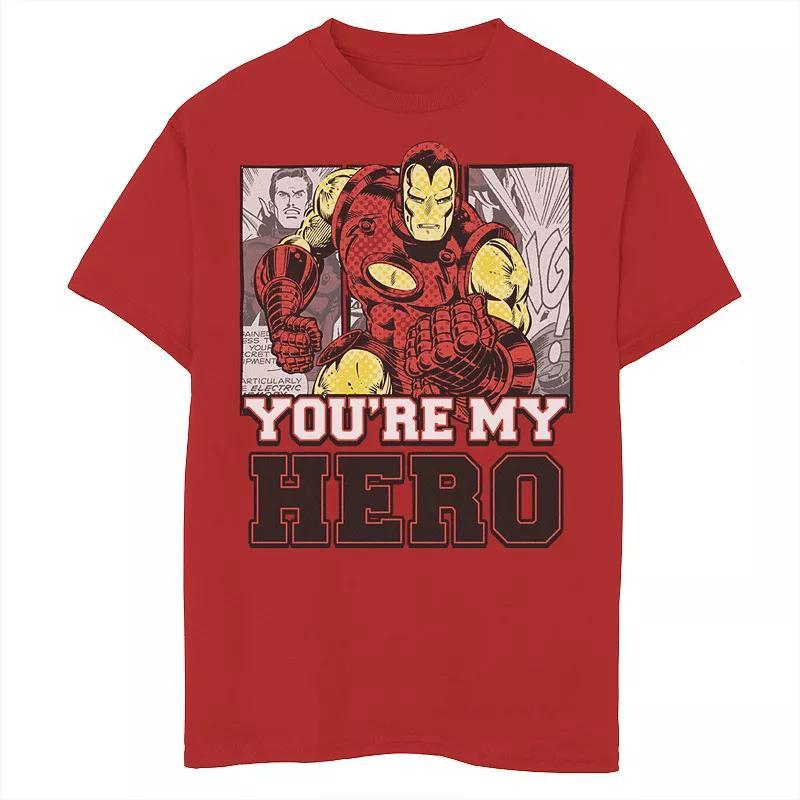 Boys 8-20 Marvel Avengers Iron Man Youre My Hero Comic Panels Graphic Tee, Boys Product Image